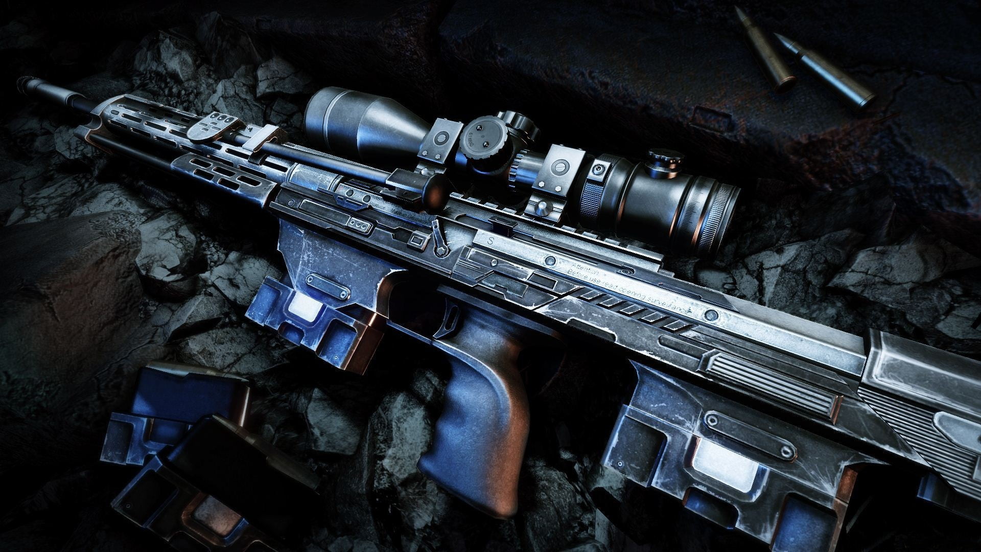 weapon, gun, power, indoors, industrial equipment, sniper rifle, machinery, assault, infantry, dark, industry, machine Gun, history, 1080P, arts culture and entertainment, HD Wallpaper