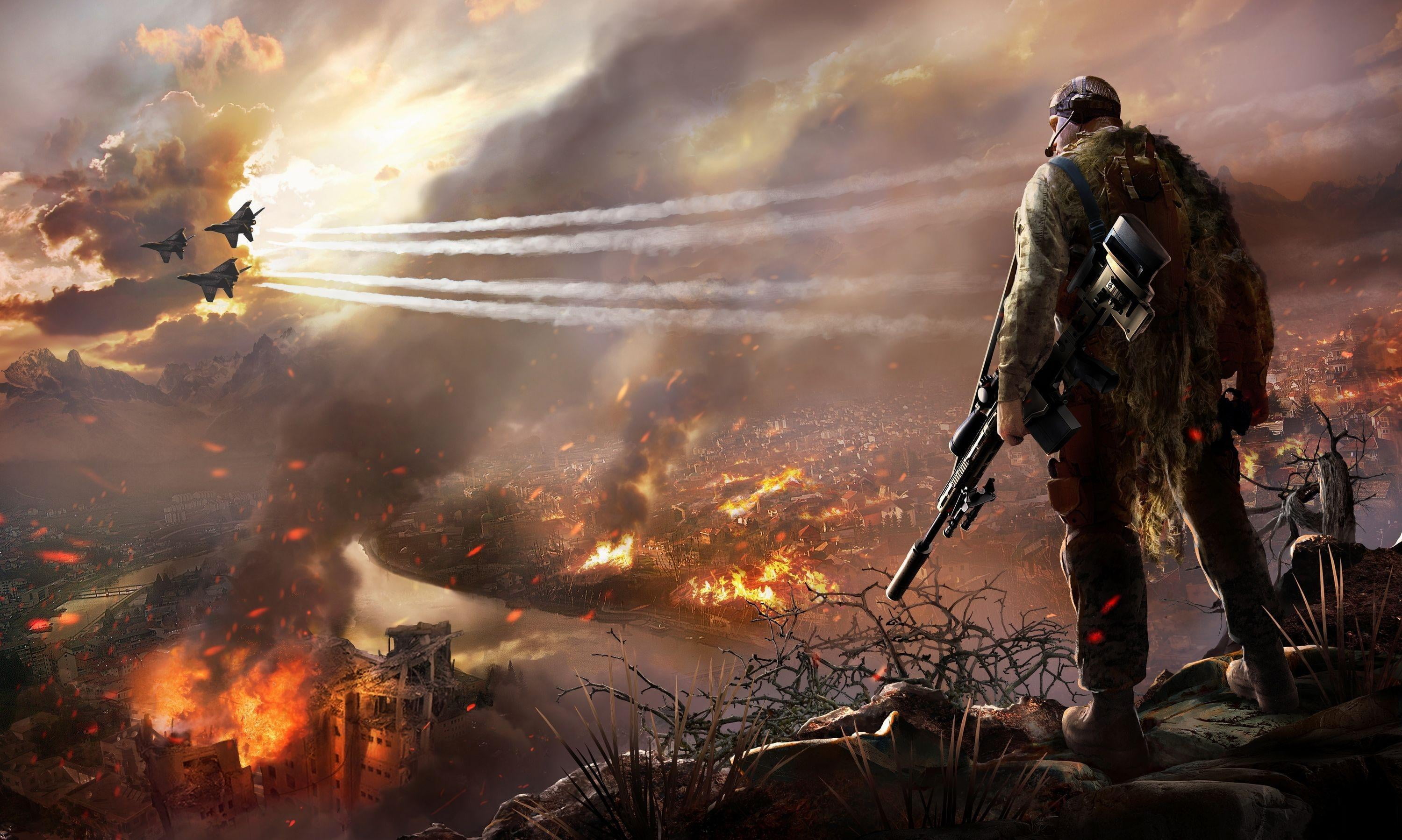 armed forces, sniper, courage, firefighter, digital, ghost, fire - natural phenomenon, online, occupation, flame, government, outdoors, fire, HD Wallpaper