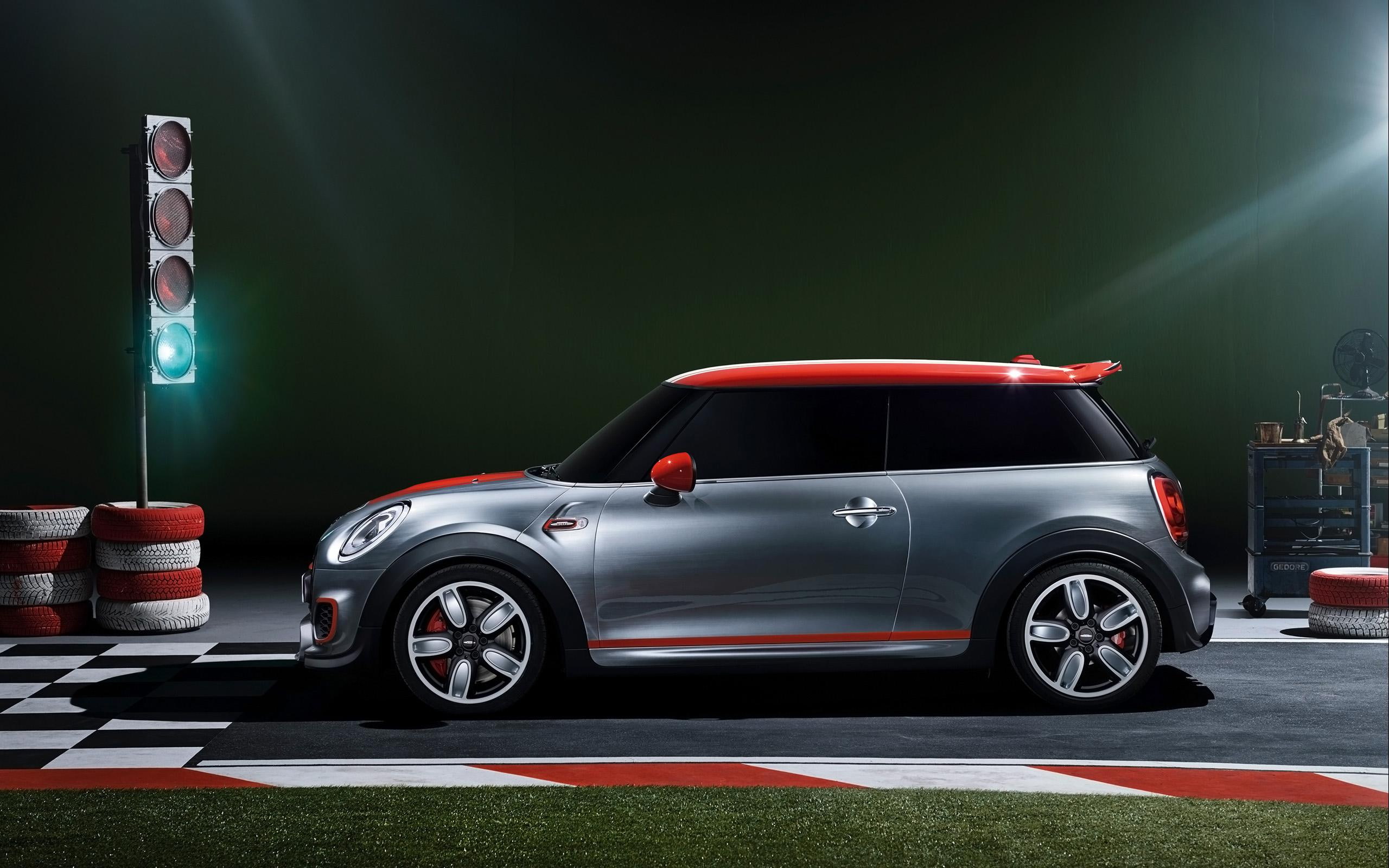 2014, red, works, 2K, gray, john, mini, cooper, cars, HD Wallpaper