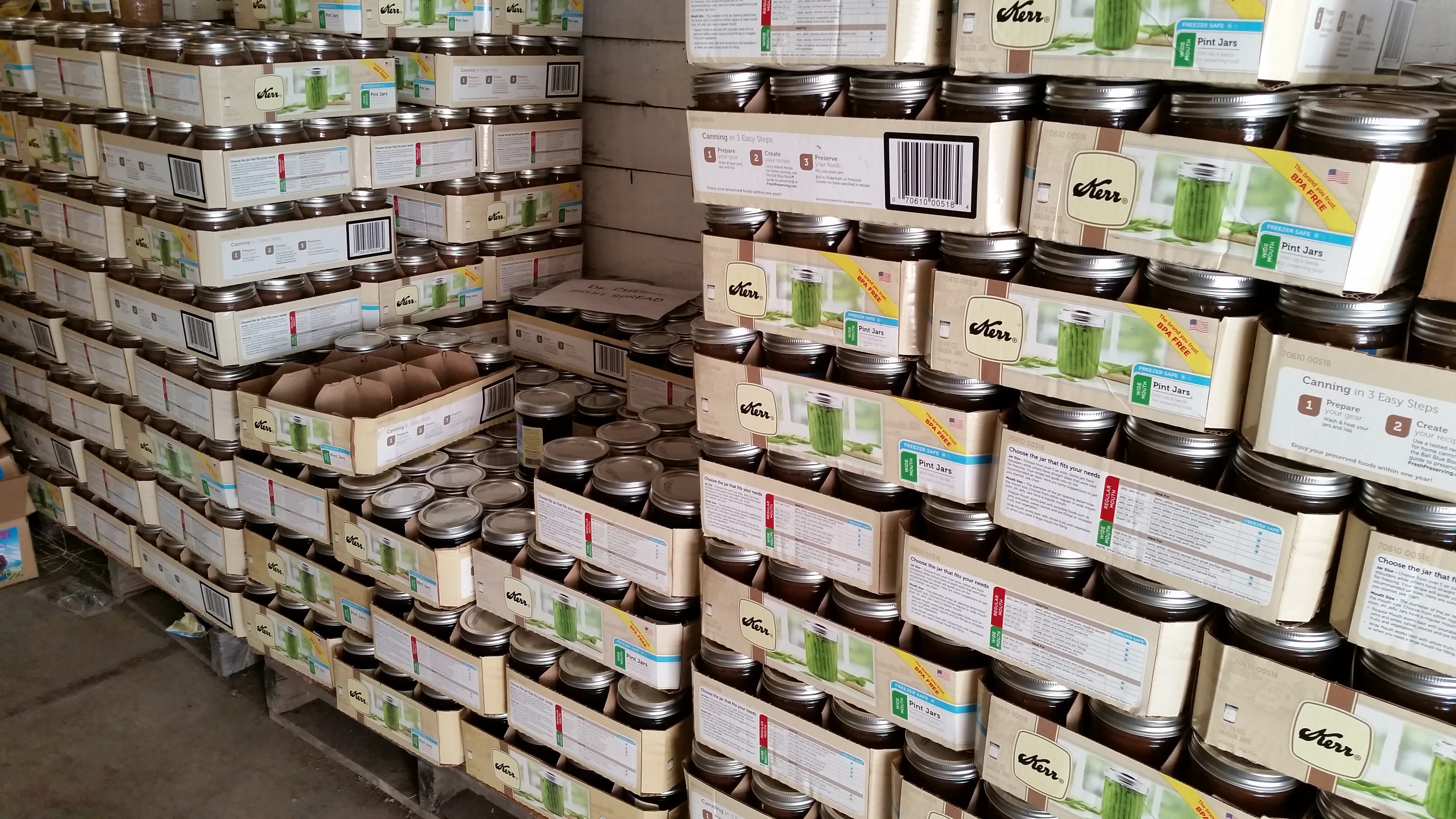 Pallet, Product, building, storage, box - container, shelf, lot, jars, 5K, jar, container, cardboard box, indoors, kerr jar, glass, Box, electronics industry, HD Wallpaper