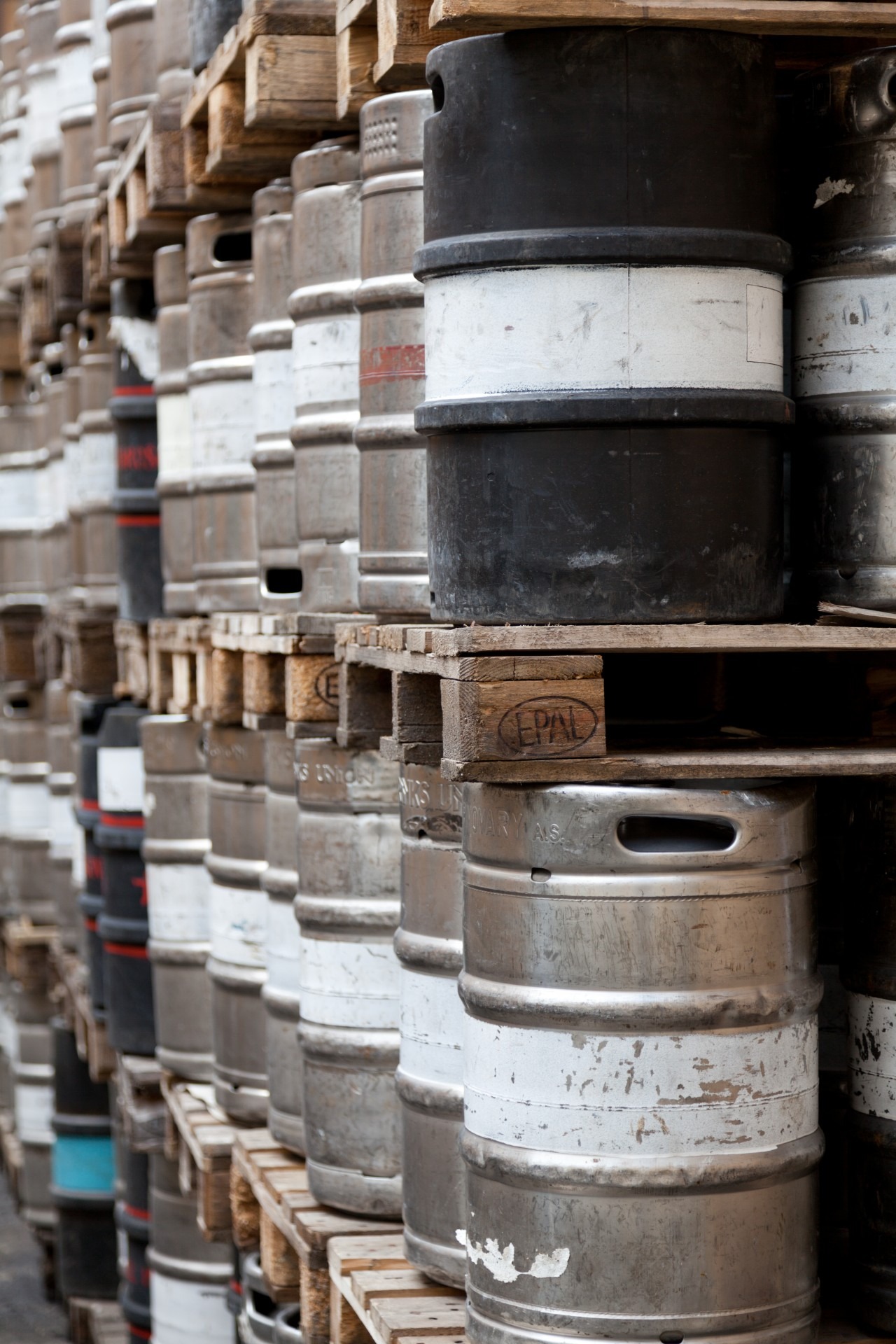 warehouse, steel, grey, storage room, distribution warehouse, beer, business, row, barrel, metal, alcohol, industry, box - container, pile, in a row, 1080P, Phone HD Wallpaper