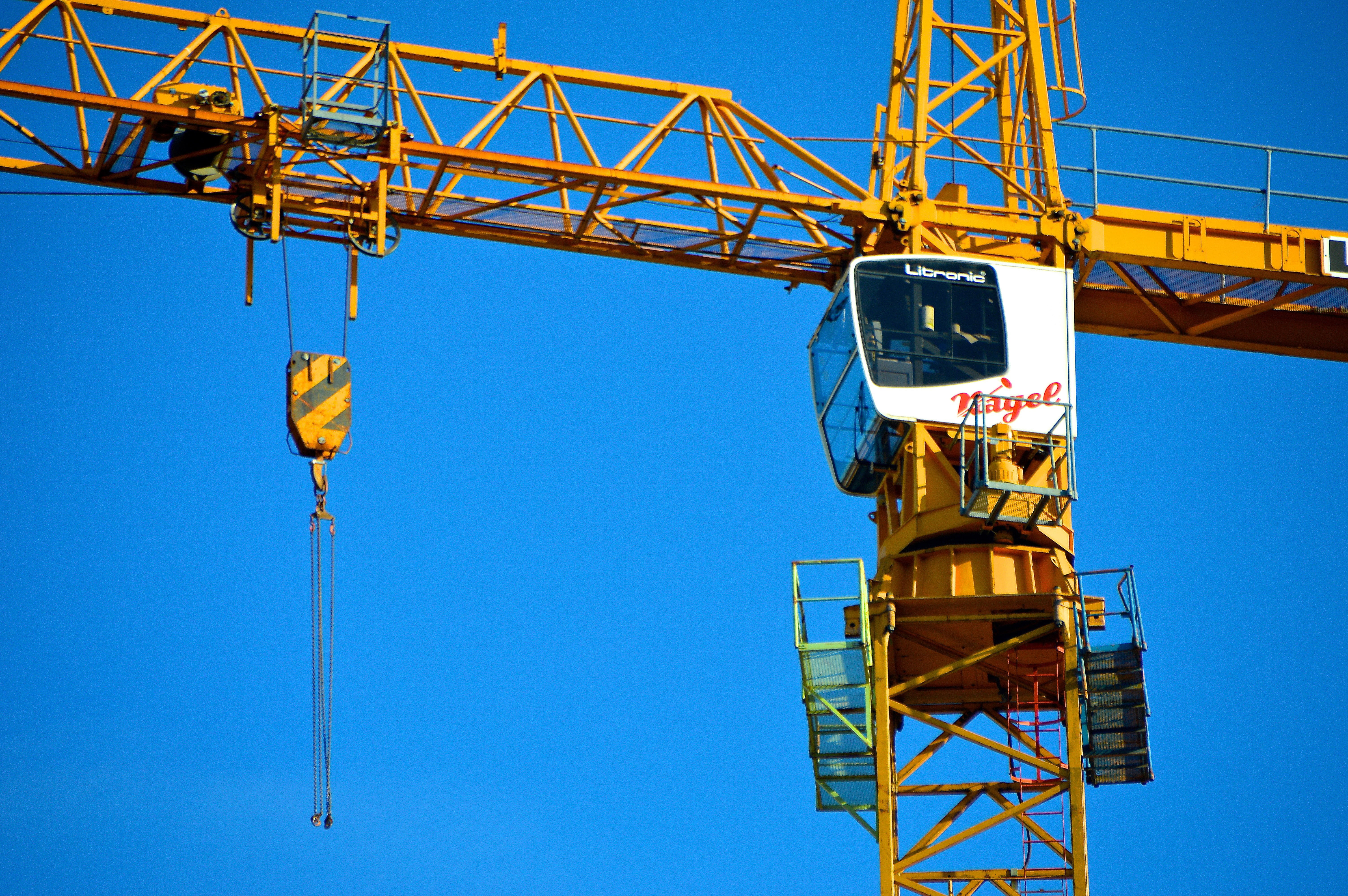 boom, nature, low angle view, sky, transportation, built Structure, urban planning, kranhaus, clear sky, blue, hoisting, equipment, business, building - Activity, HD Wallpaper