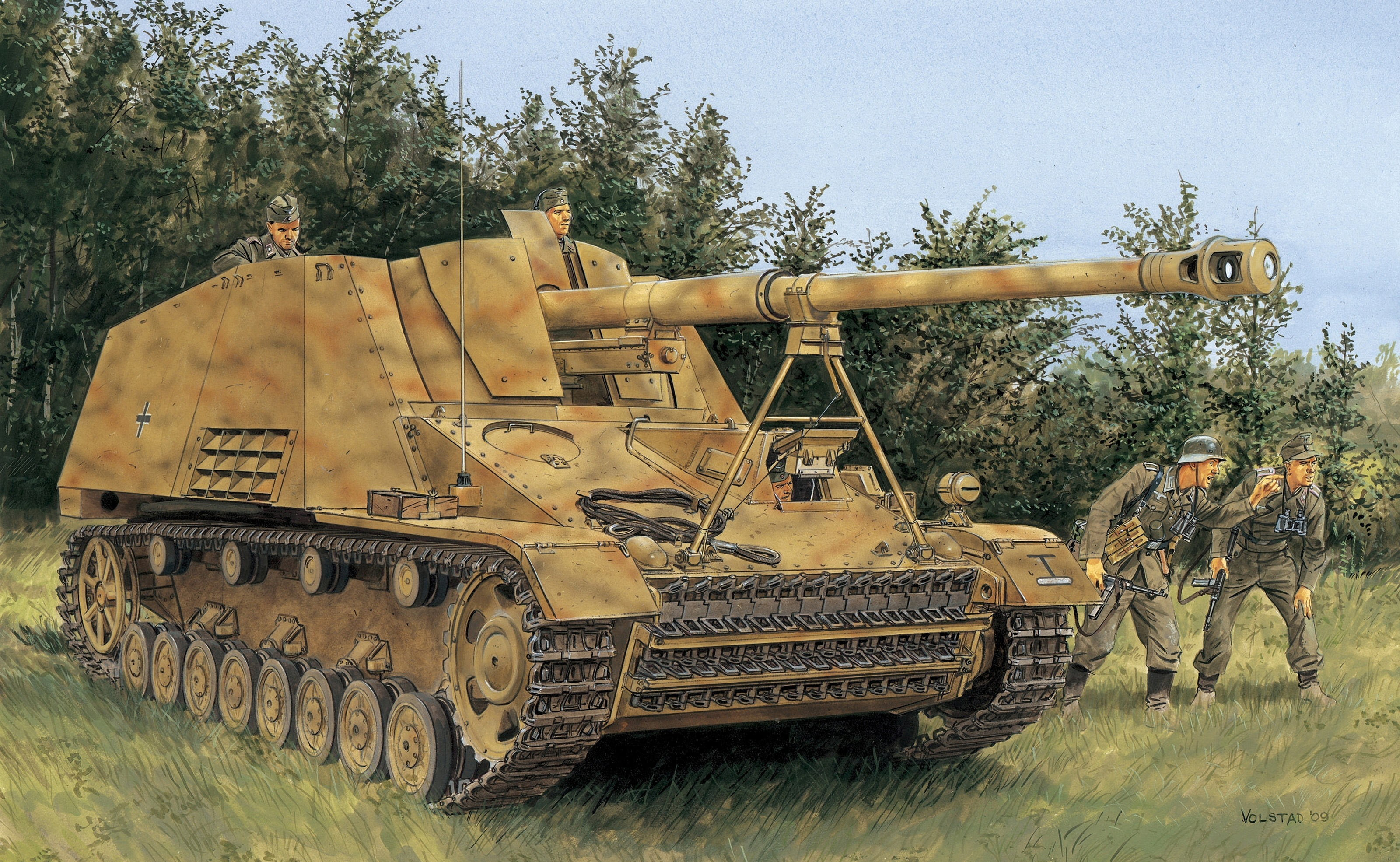 military, day, artillery, machinery, " Rhino", German, The second world voinea, transportation, Nashorn, earth mover, commercial land vehicle, (SAU), mode of transportation, HD Wallpaper