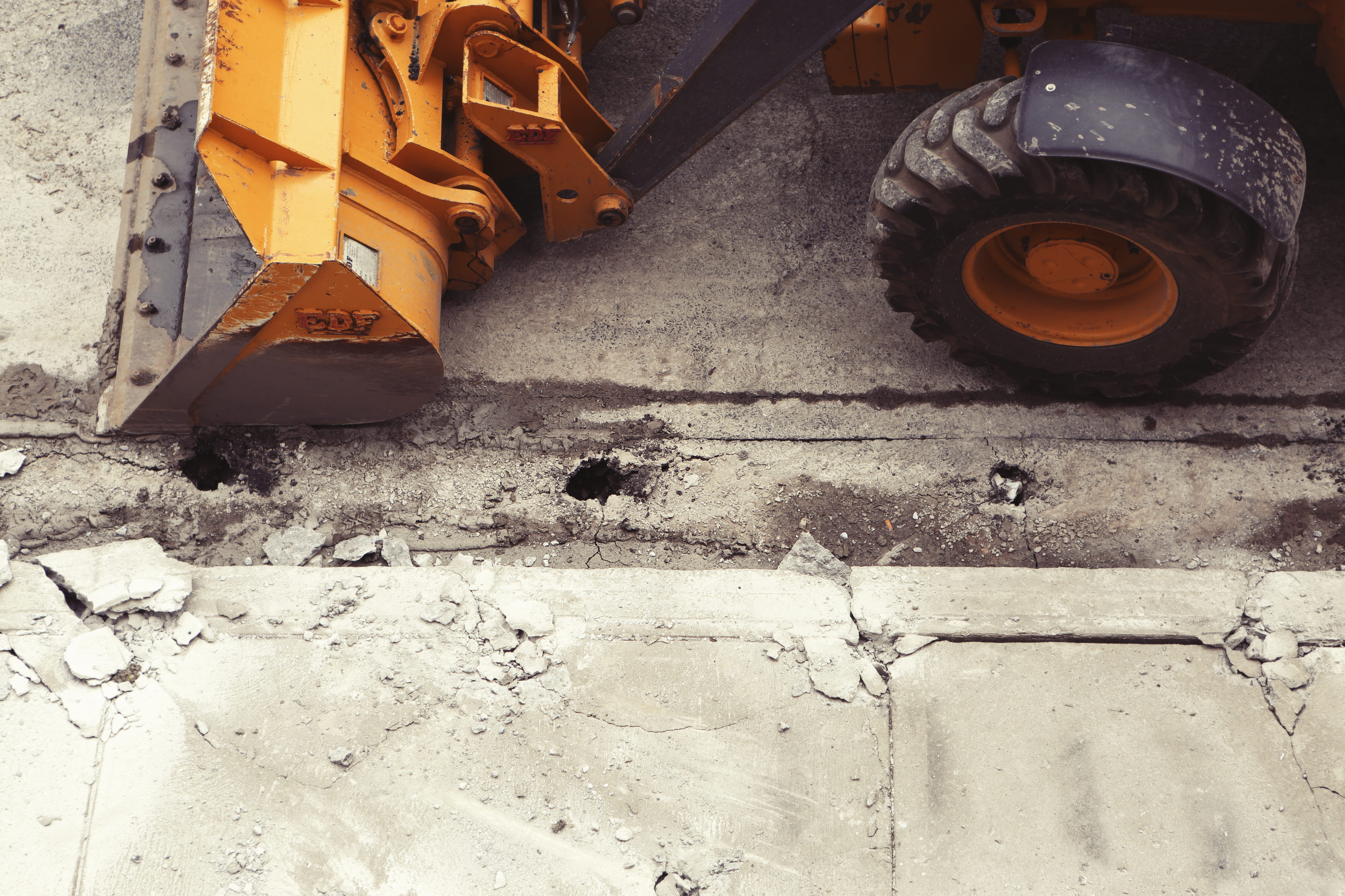machinery, mode of transportation, yellow, excavator, construction equipment, construction, high angle view, road construction, industry, no people, construction vehicle, HD Wallpaper