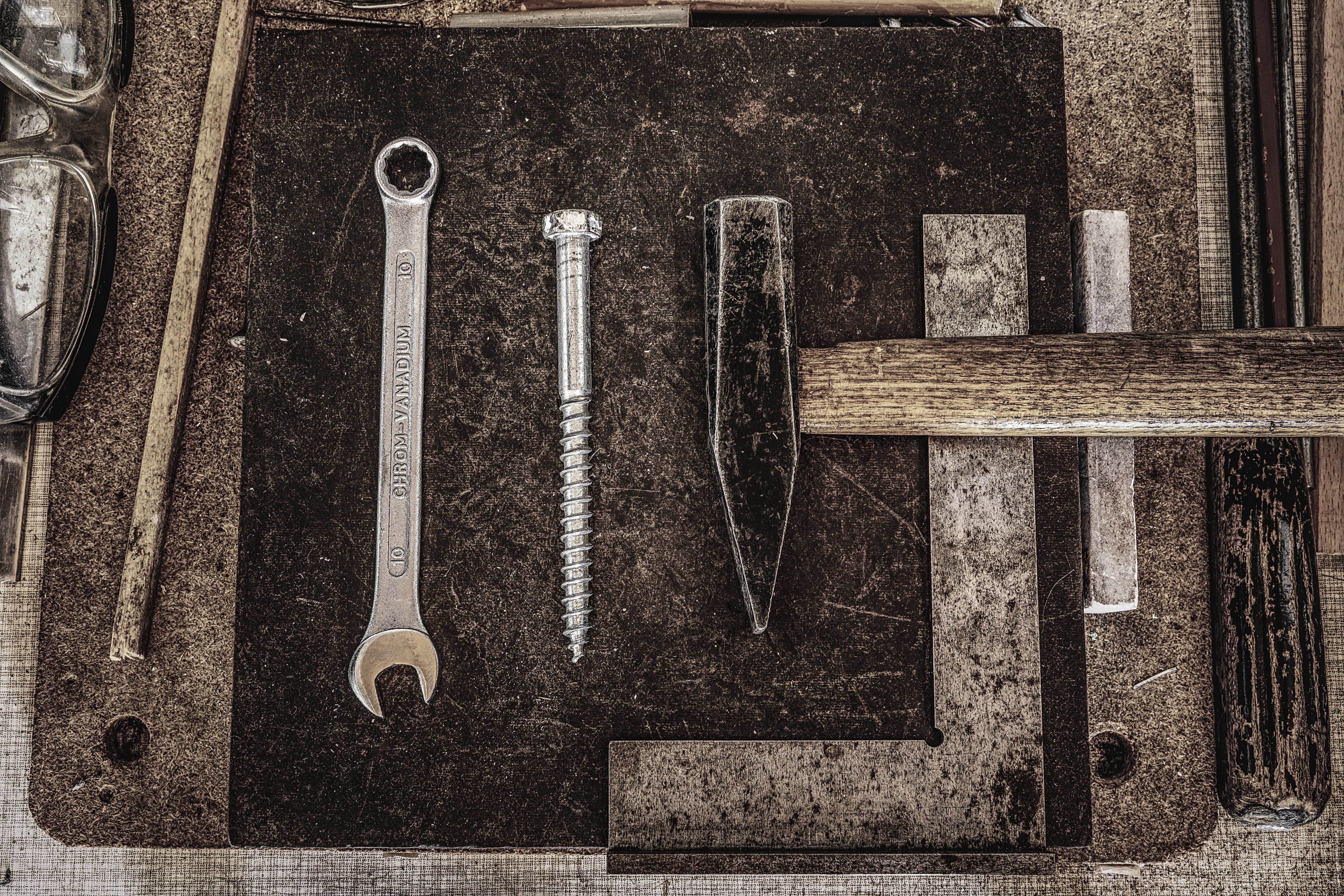craft, background, maintenance, old, steel, still life, workshop, profession, close-up, equipment, group of objects, document, indoors, no people, variation, HD Wallpaper