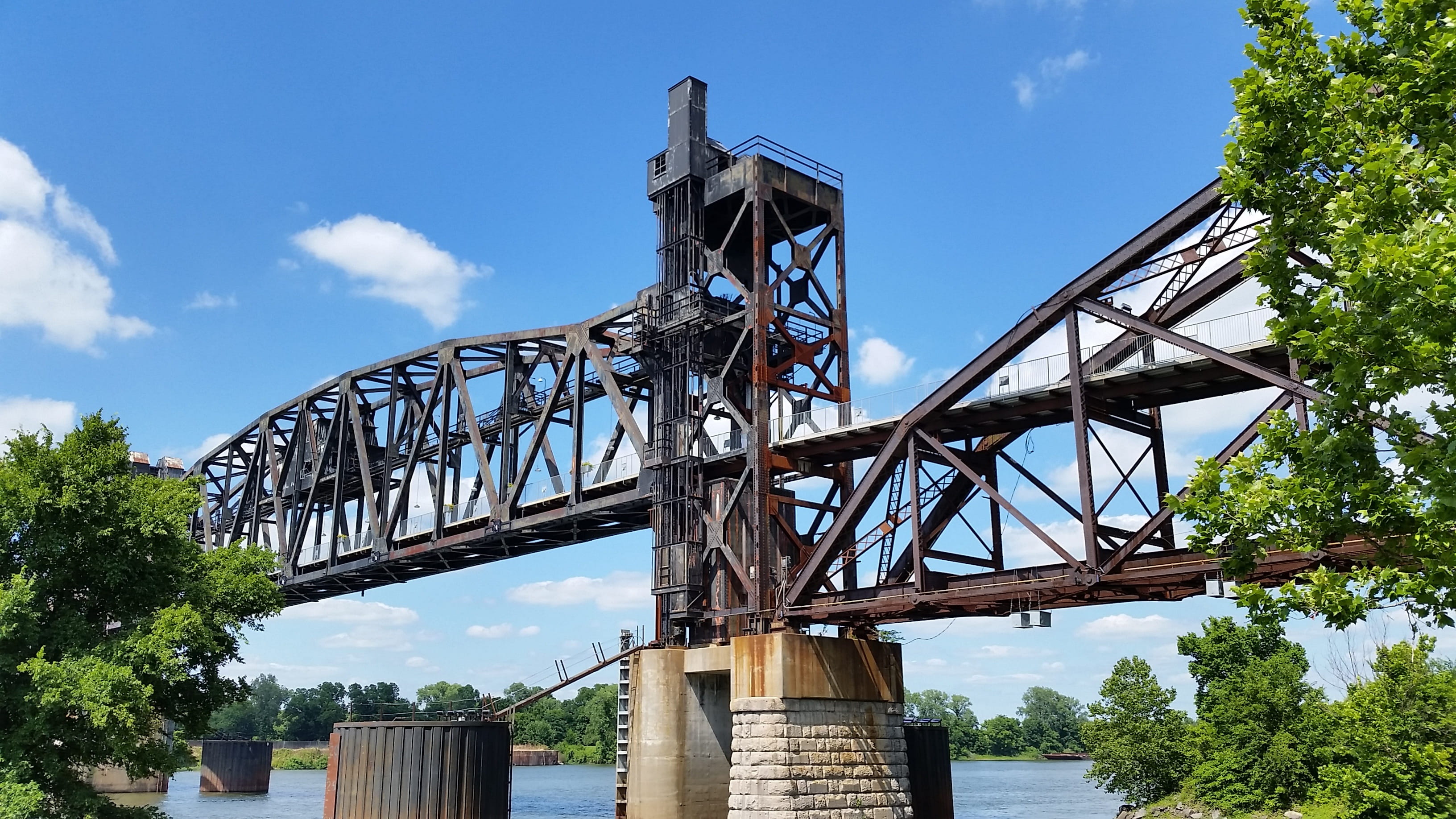 river, connection, bridge - man made structure, Bridge, transportation, little rock, Train, architecture, metal, plant, history, nature, Little Rock, tree, HD Wallpaper