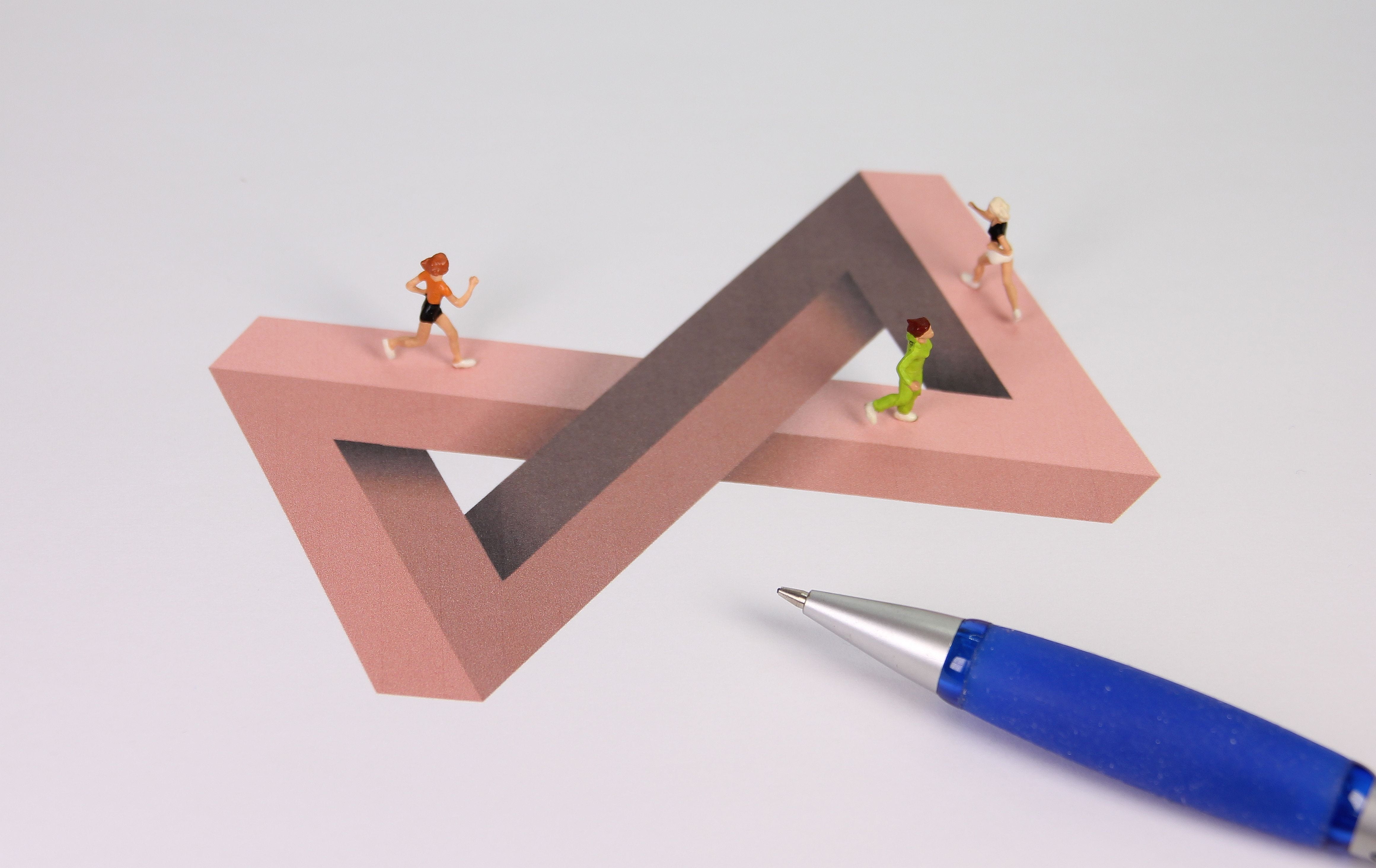 modelleisenbahn figure, solution, illustration, infinite, illusion, runners, 3-d effect, continuous operation, h0, graphic, miniature figures, females, HD Wallpaper
