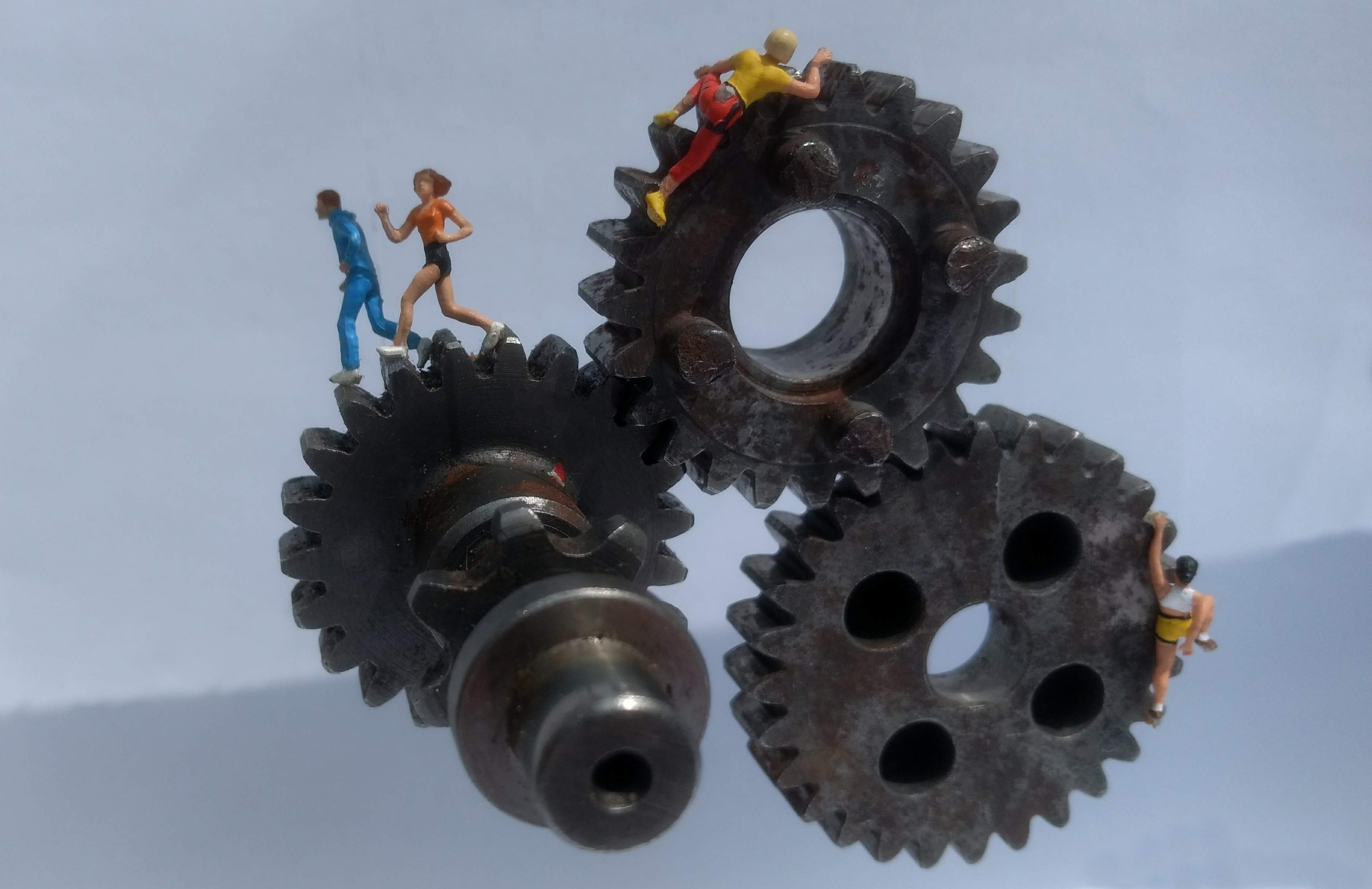 adult, climb, sport, metal, jogging, studio shot, run, miniature figures, funny, machinery, old, mite, 2K, model construction figure, miniature figure, HD Wallpaper
