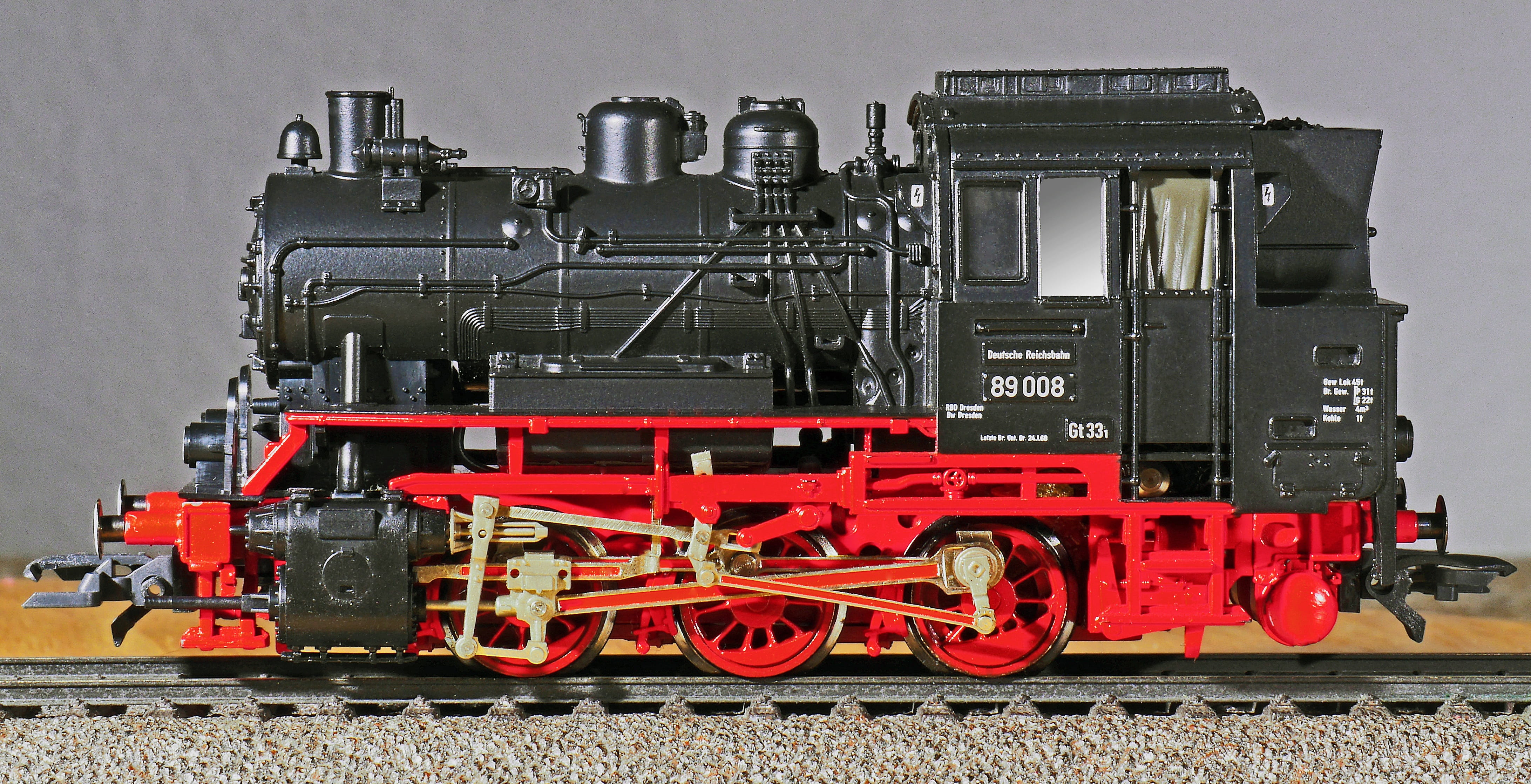 4K, land vehicle, train, red, scale h0, switcher, transport system, drg, reichsbahn, transportation, motor, mode of transportation, track, br89, steam locomotive, HD Wallpaper