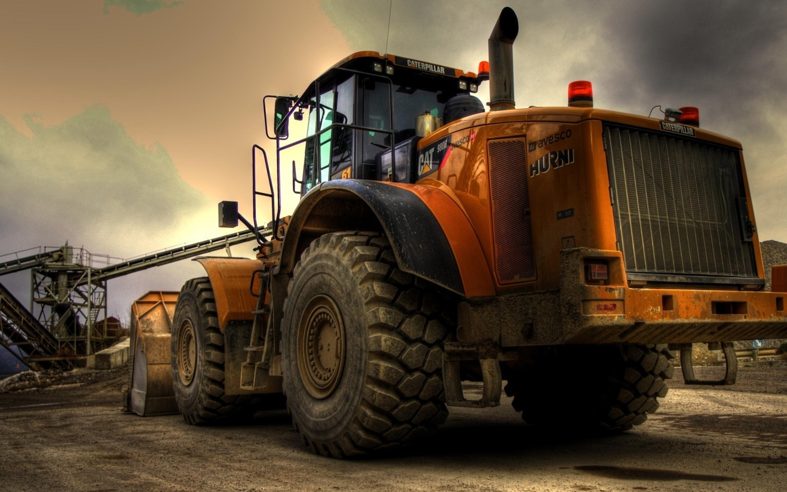 excavator, orange, 2K, vehicles, wheel, h, caterpillar, 980h, loader, hd, HD Wallpaper