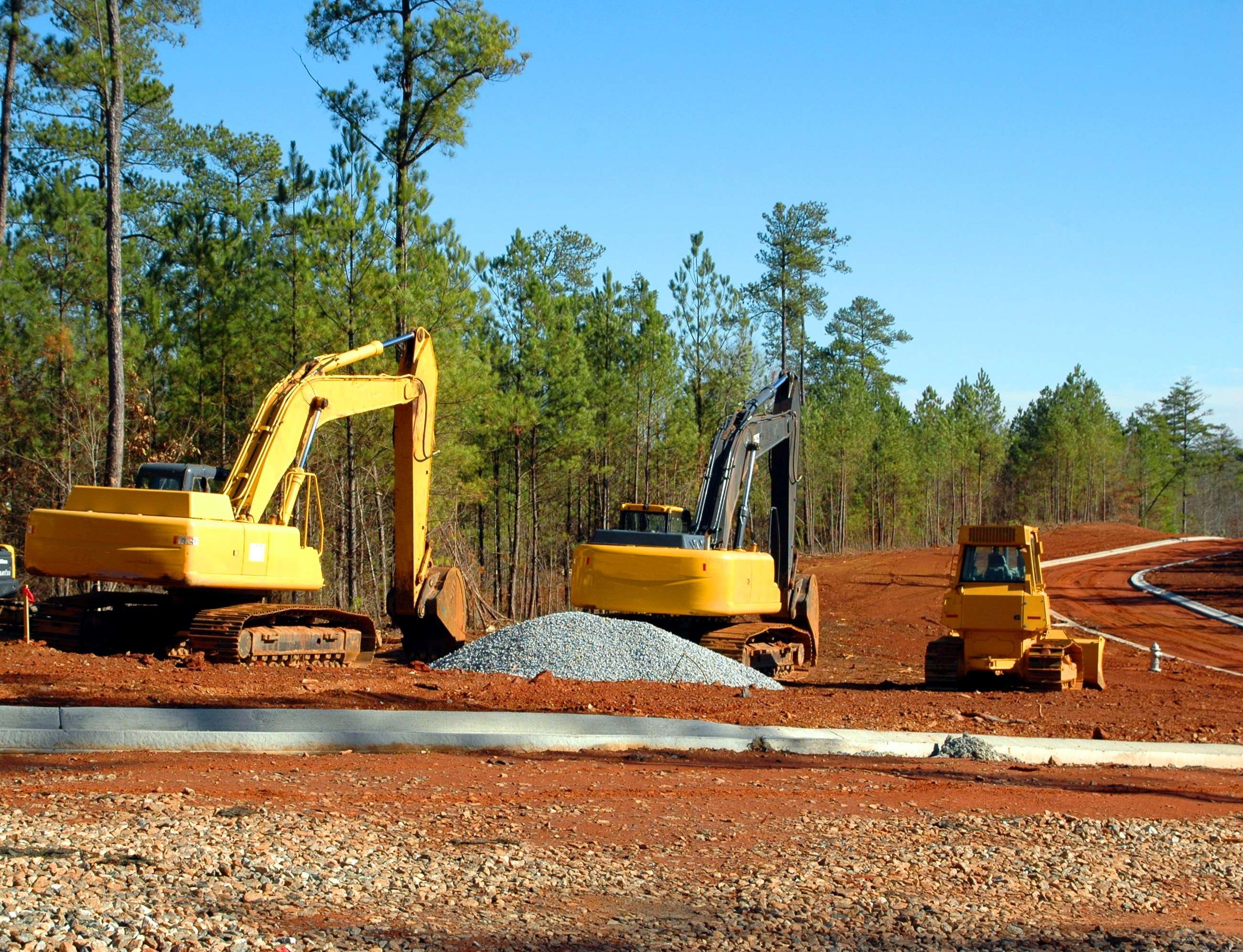 construction site, excavator, activity, backhoe, plant, school bus, construction vehicle, bulldozer, ground, build, machinery, industry, dirt, excavation, HD Wallpaper