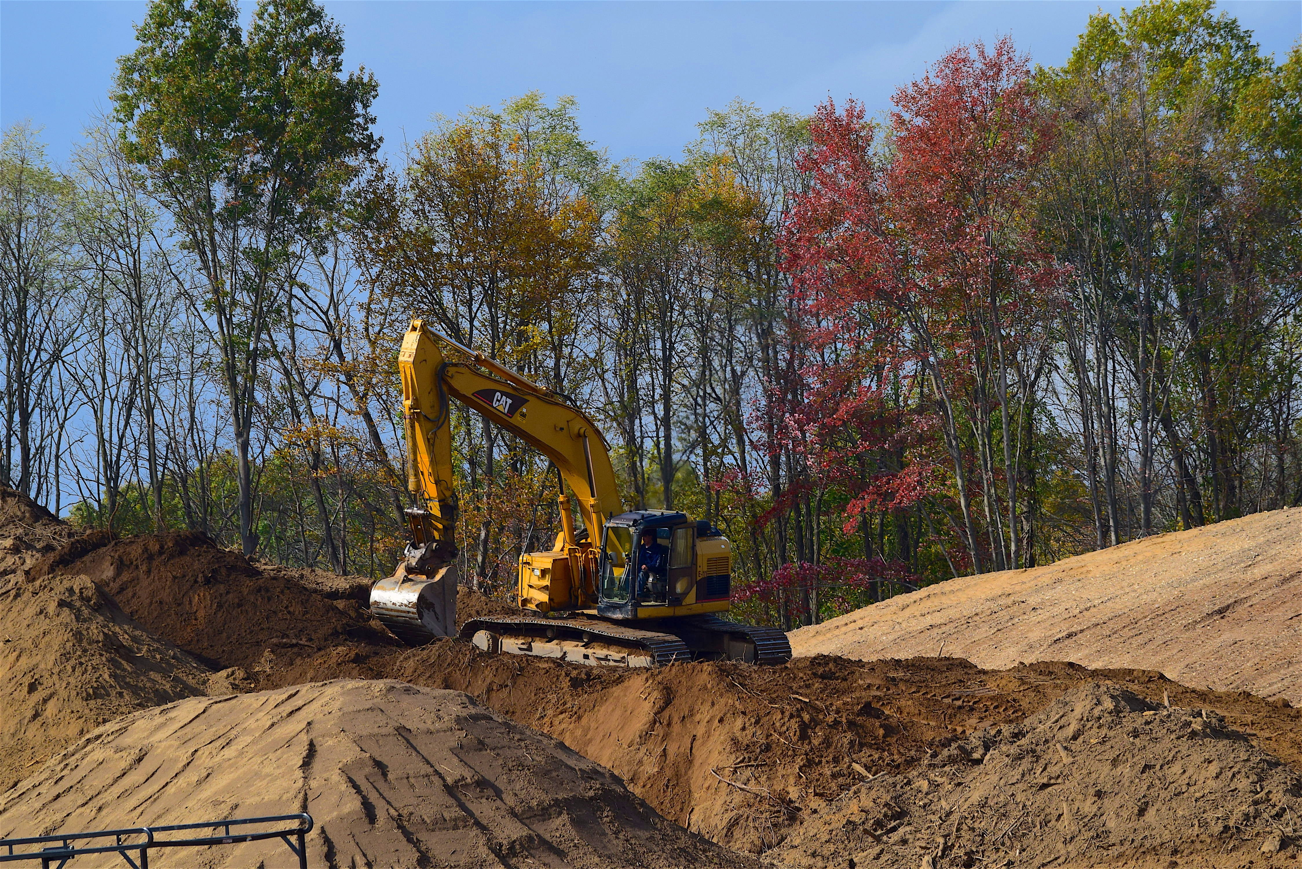 autumn, backhoe, construction, excavator, construction equipment, outdoors, engineering, soil, plant, excavation, dirt, earth, machinery, change, transportation, HD Wallpaper