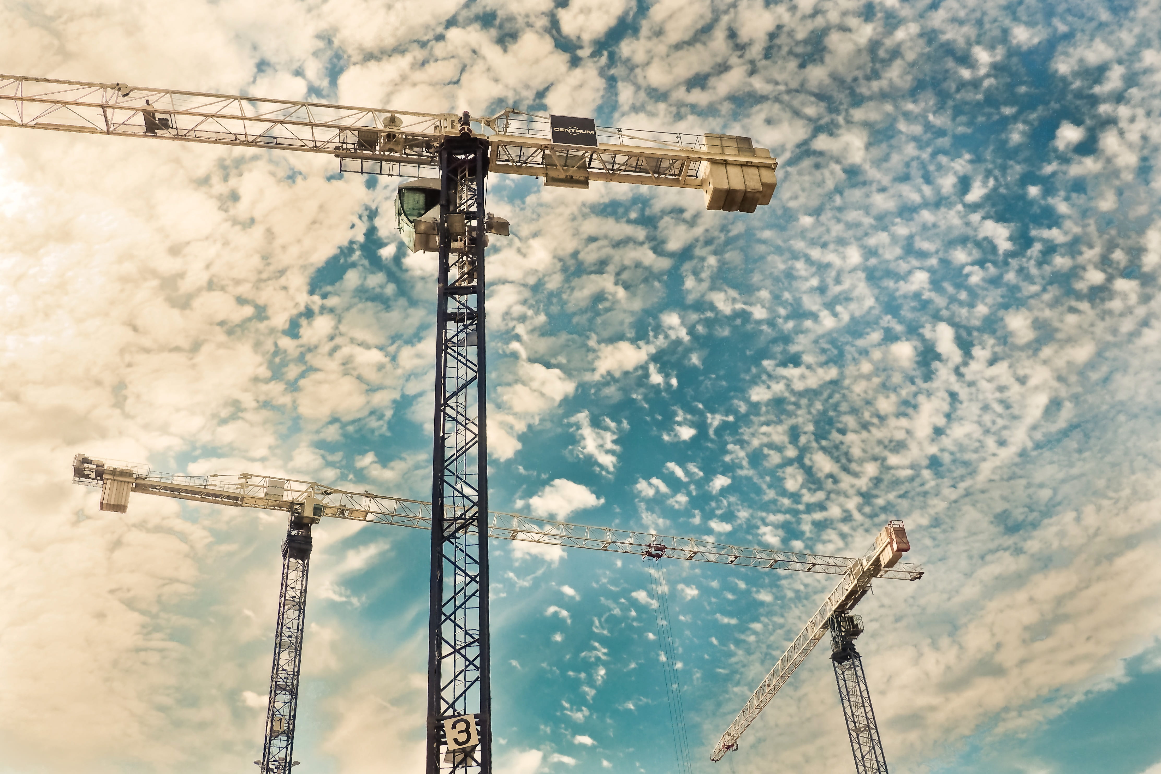 low angle view, nature, fuel and power generation, baukran, day, build, construction equipment, construction industry, lifting crane, communication, architecture, HD Wallpaper