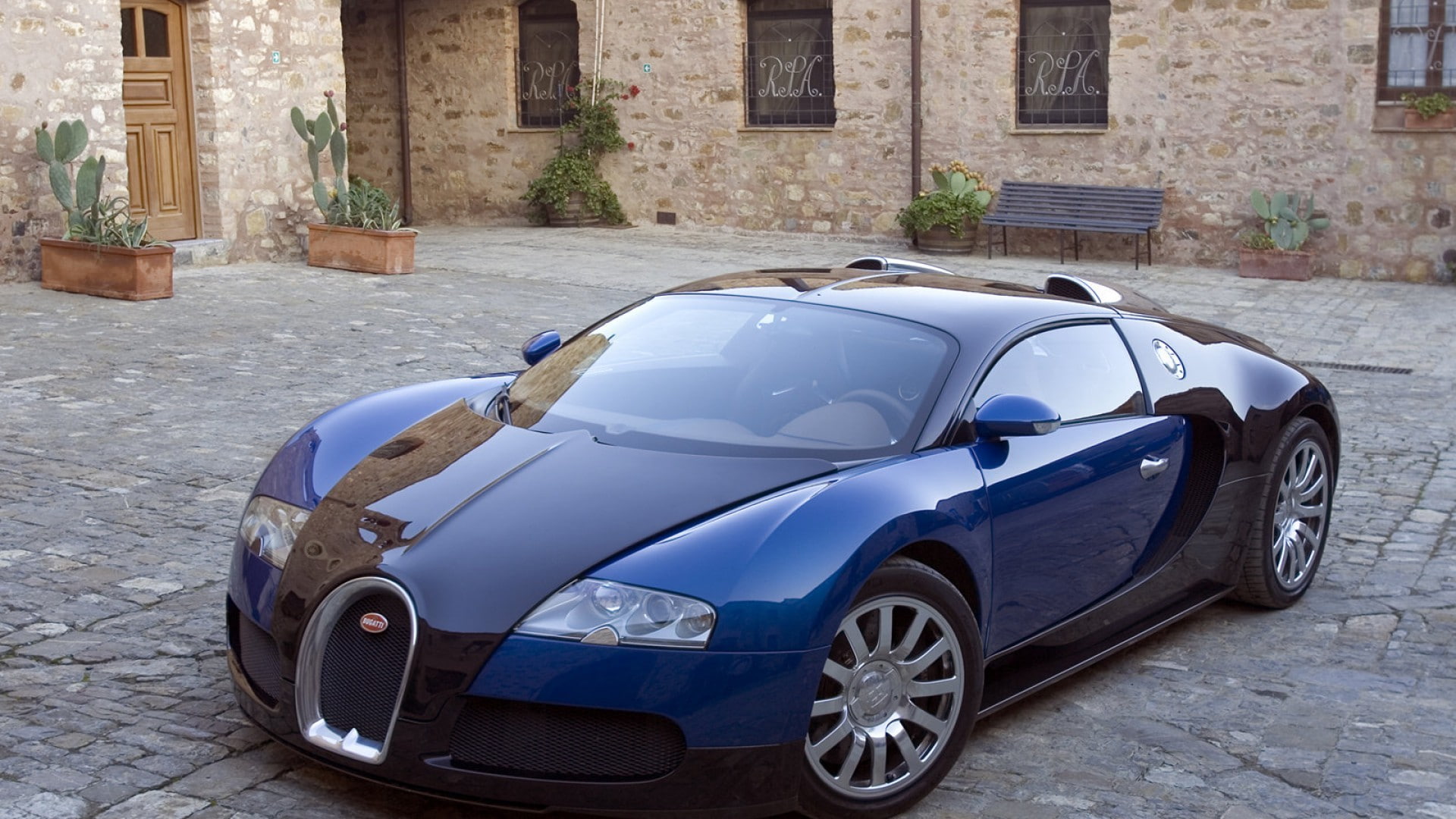 blue cars, Super Car, car, vehicle, Bugatti Veyron, 1080P, HD Wallpaper