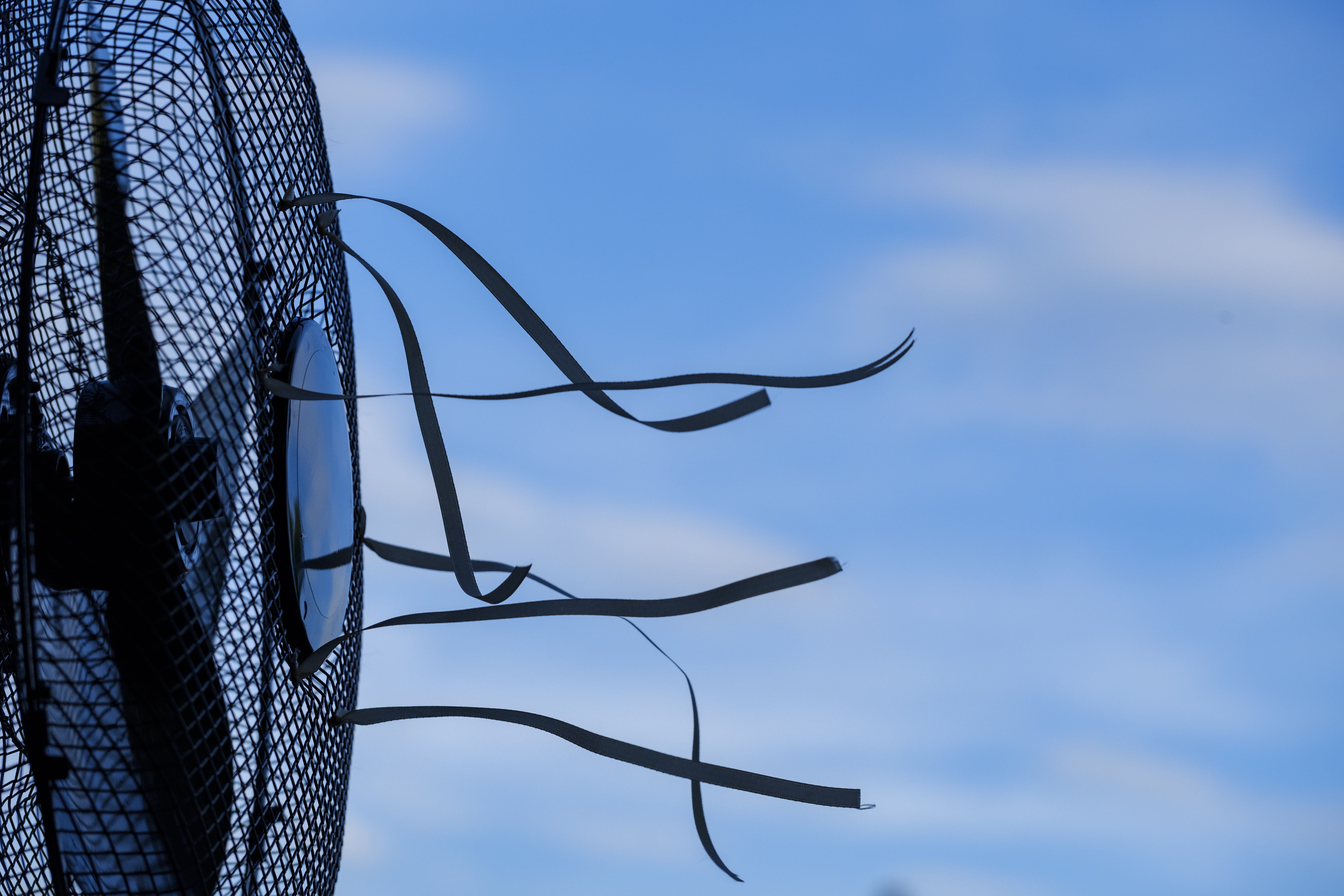 ventilation, air, pattern, safety, sun, nature, sky, focus on foreground, net - sports equipment, heat, no people, metal, low angle view, cool, fan, razor wire, HD Wallpaper