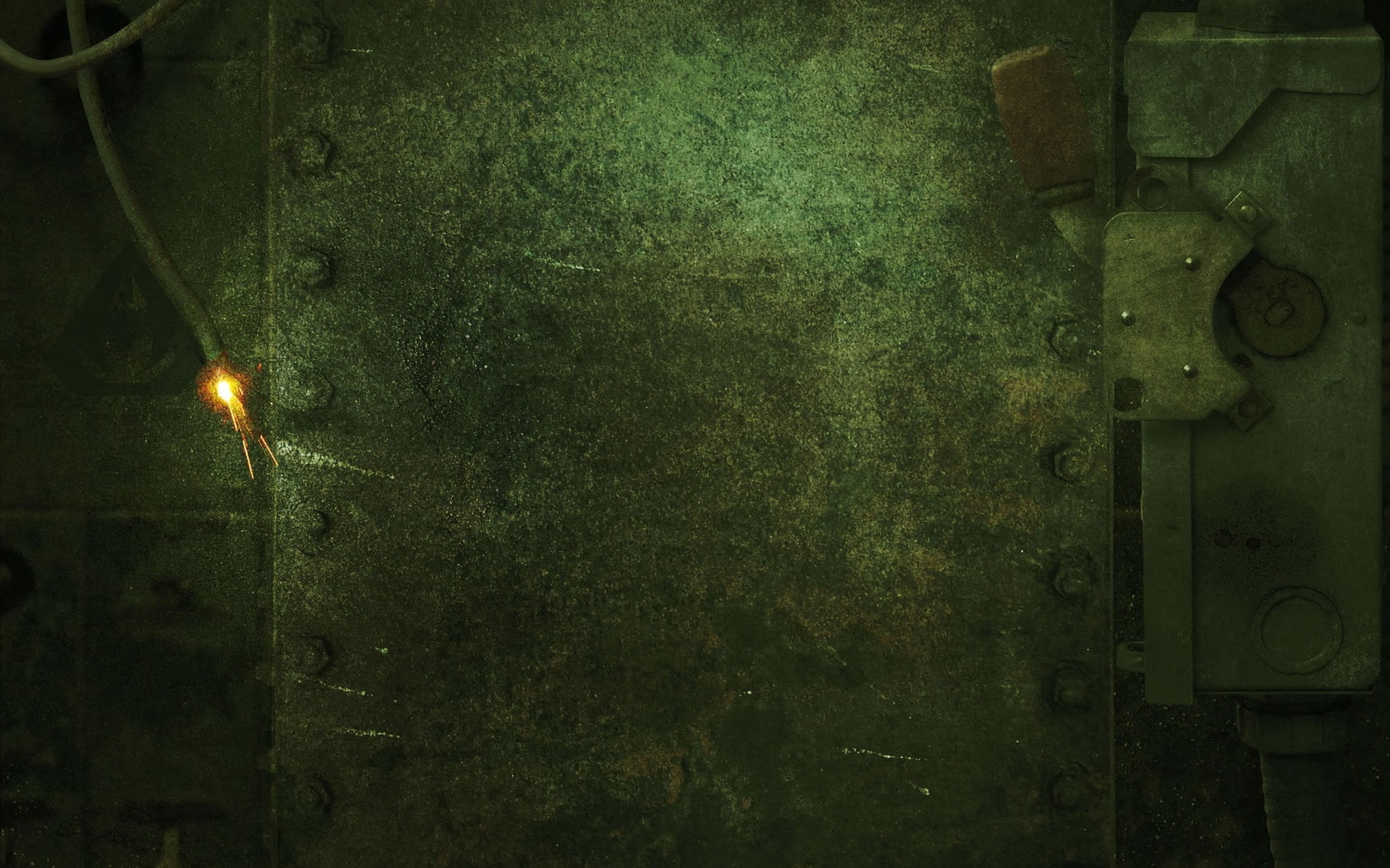 iron - Metal, spark, wire, nature, steel, metallic, lever, flame, burning, illuminated, lighting equipment, glowing, antique, old-fashioned, industry, green color, HD Wallpaper