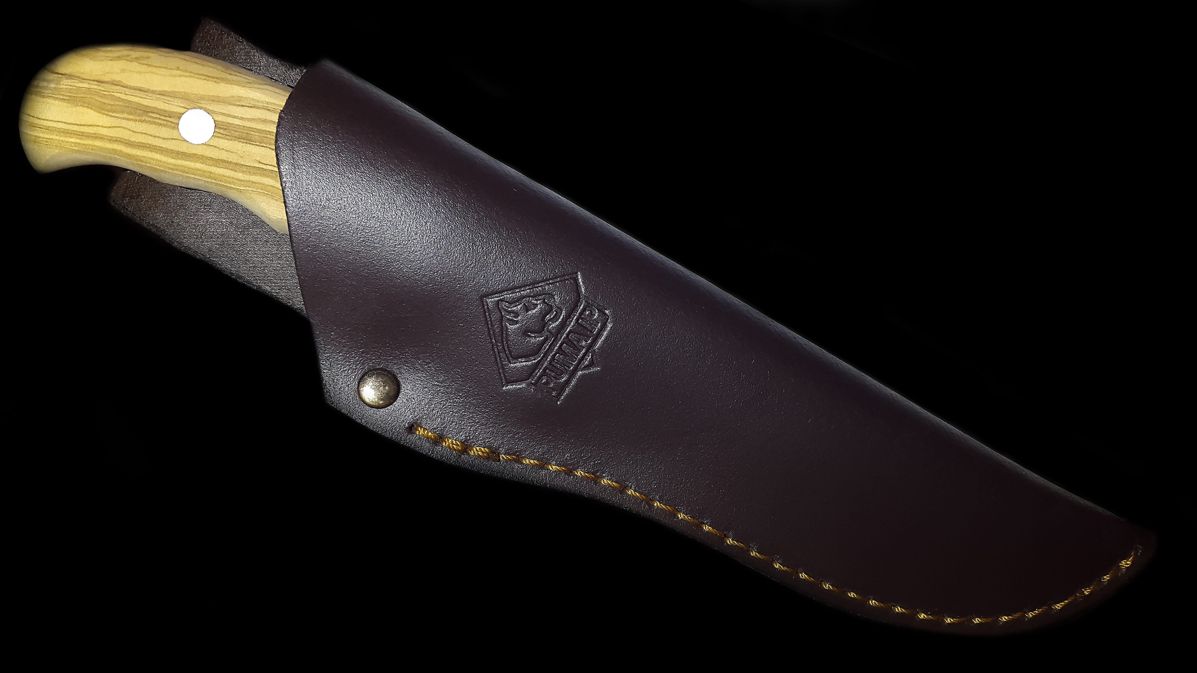 Leather, black background, wooden handle, close-up, knife, black color, rivet, 4K, gold colored, ornate, work tool, man made, luxury, shoe, personal accessory, HD Wallpaper