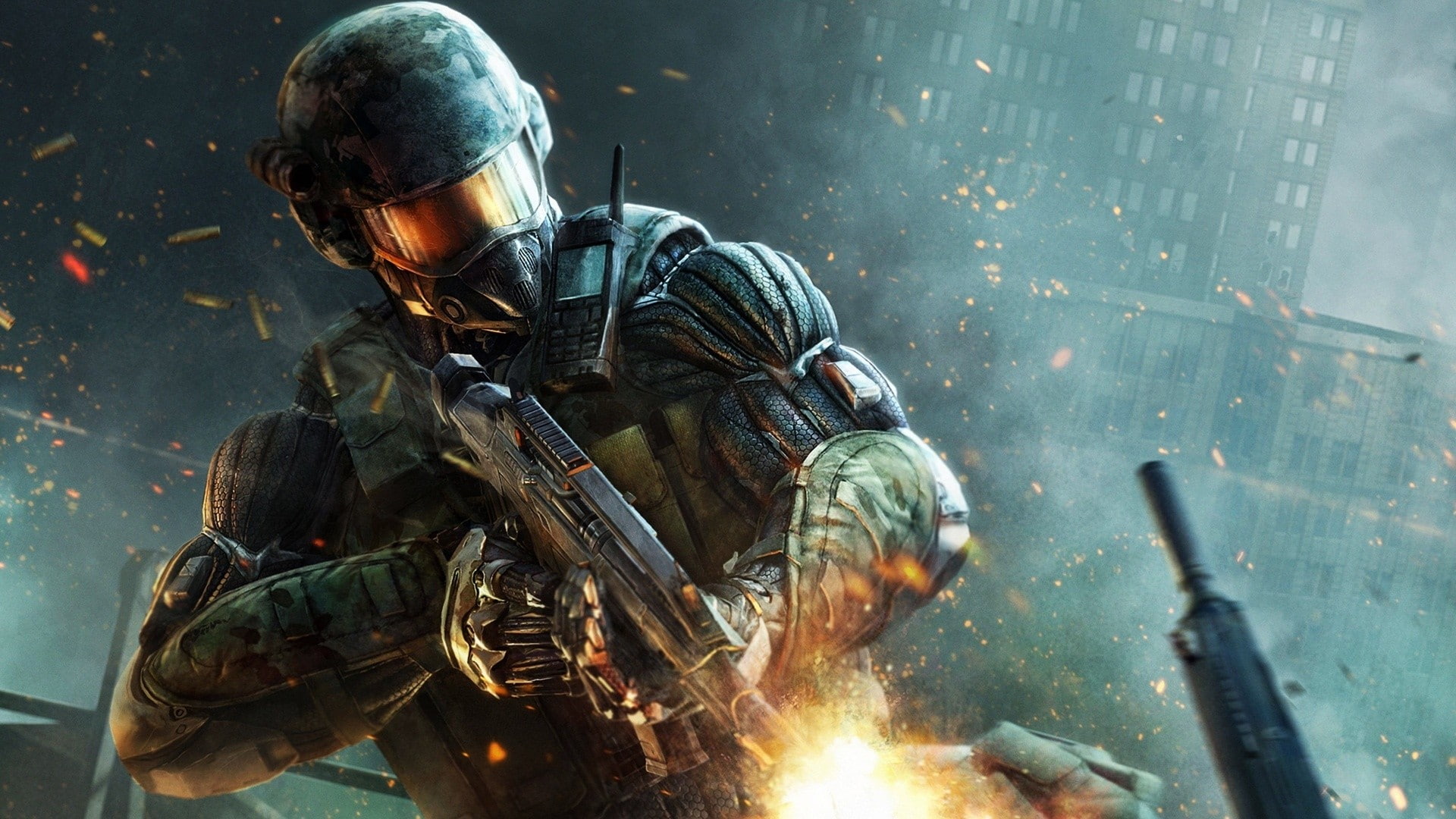 gun, holding, protection, uniform, indoors, warning sign, welding, waist up, industry, soldier, metal, video games, protective workwear, Crysis, sign, occupation, HD Wallpaper