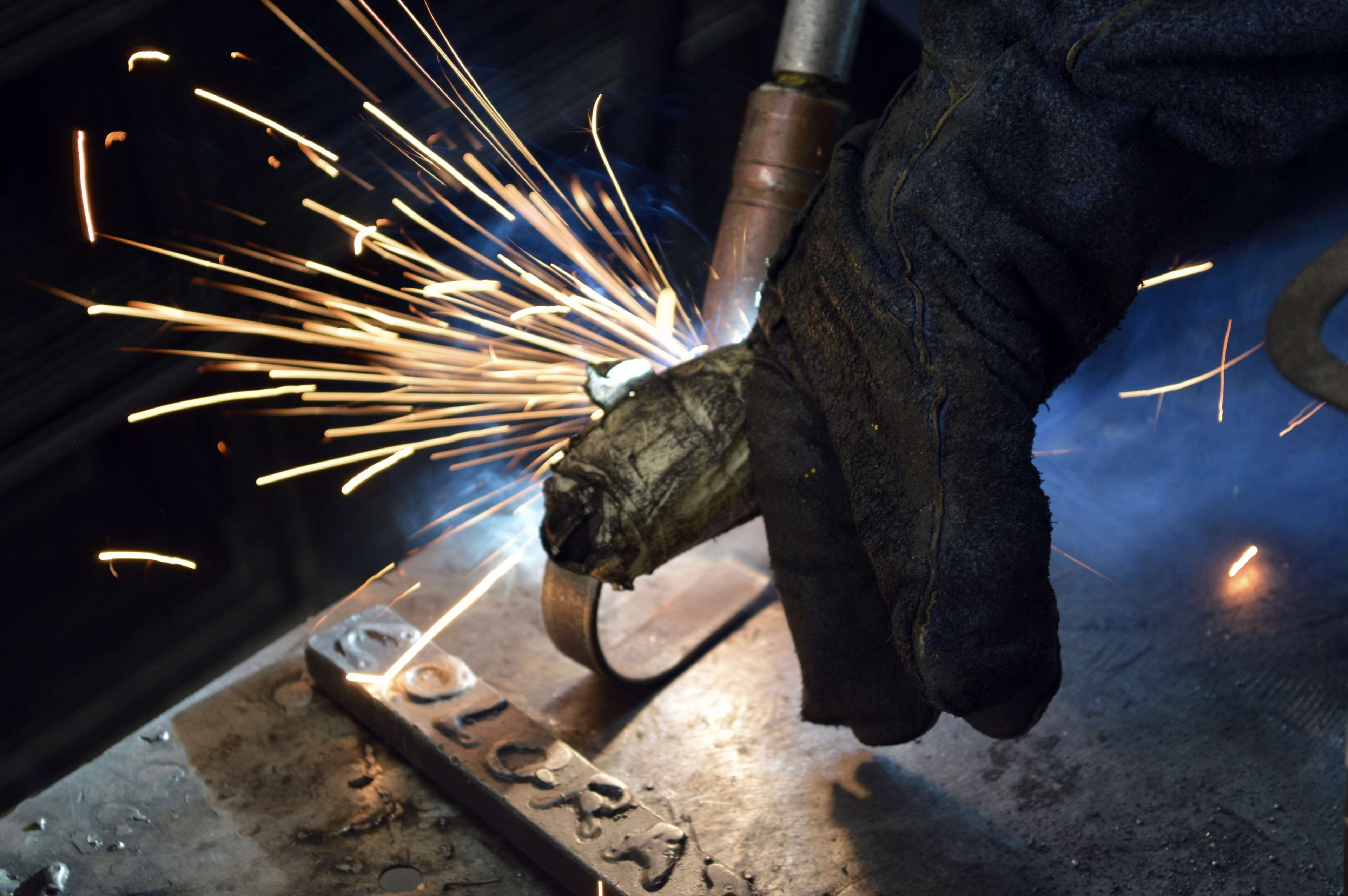 metal, metallurgy, machine, occupation, protection, workshop, work tool, factory, industrial, welding, tool, indoors, blurred motion, sparks, security, HD Wallpaper