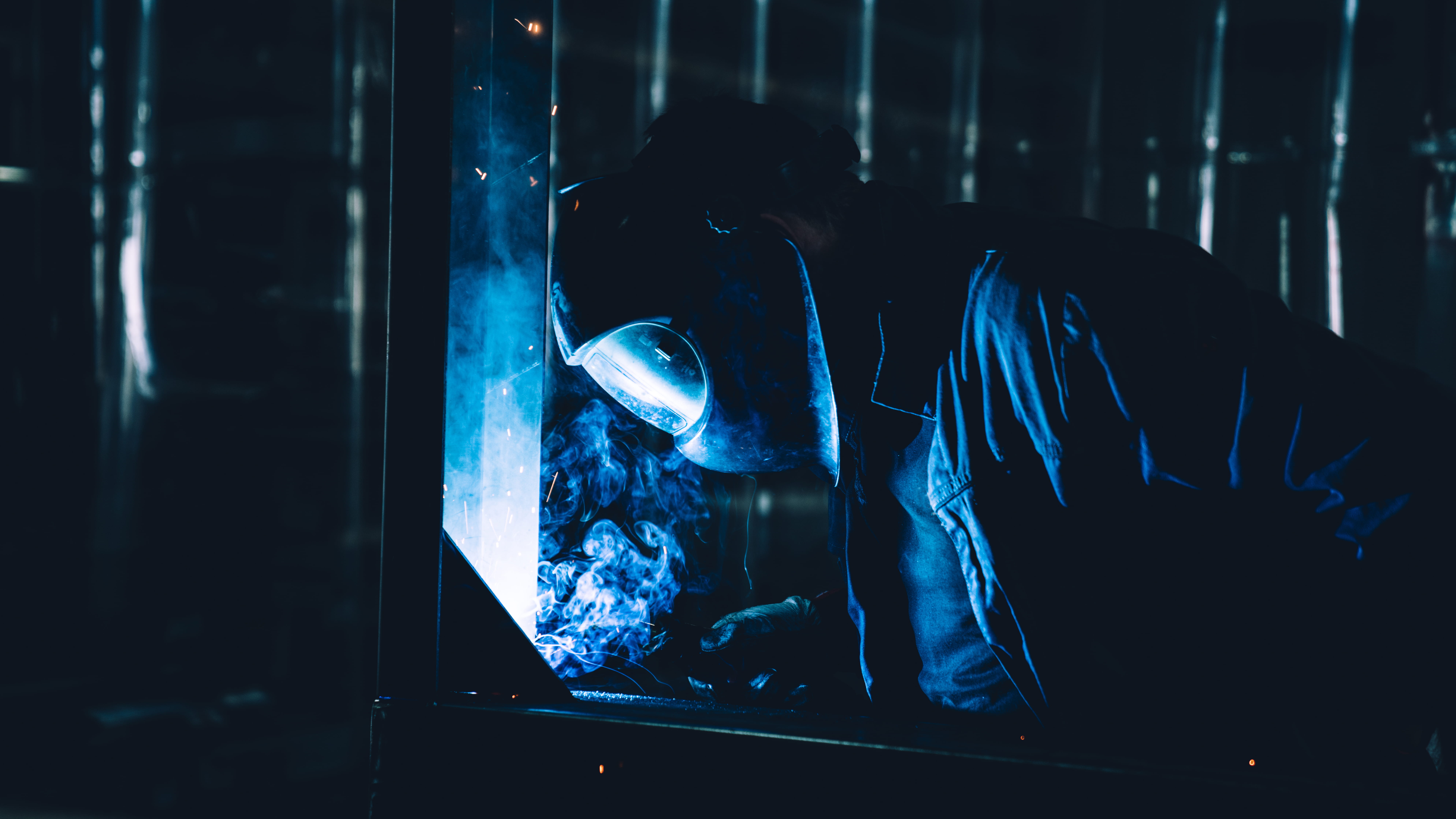 welding, security, technology, occupation, protection, one person, metal industry, skill, helmet, safety, indoors, expertise, working, welder, black, industrial, HD Wallpaper