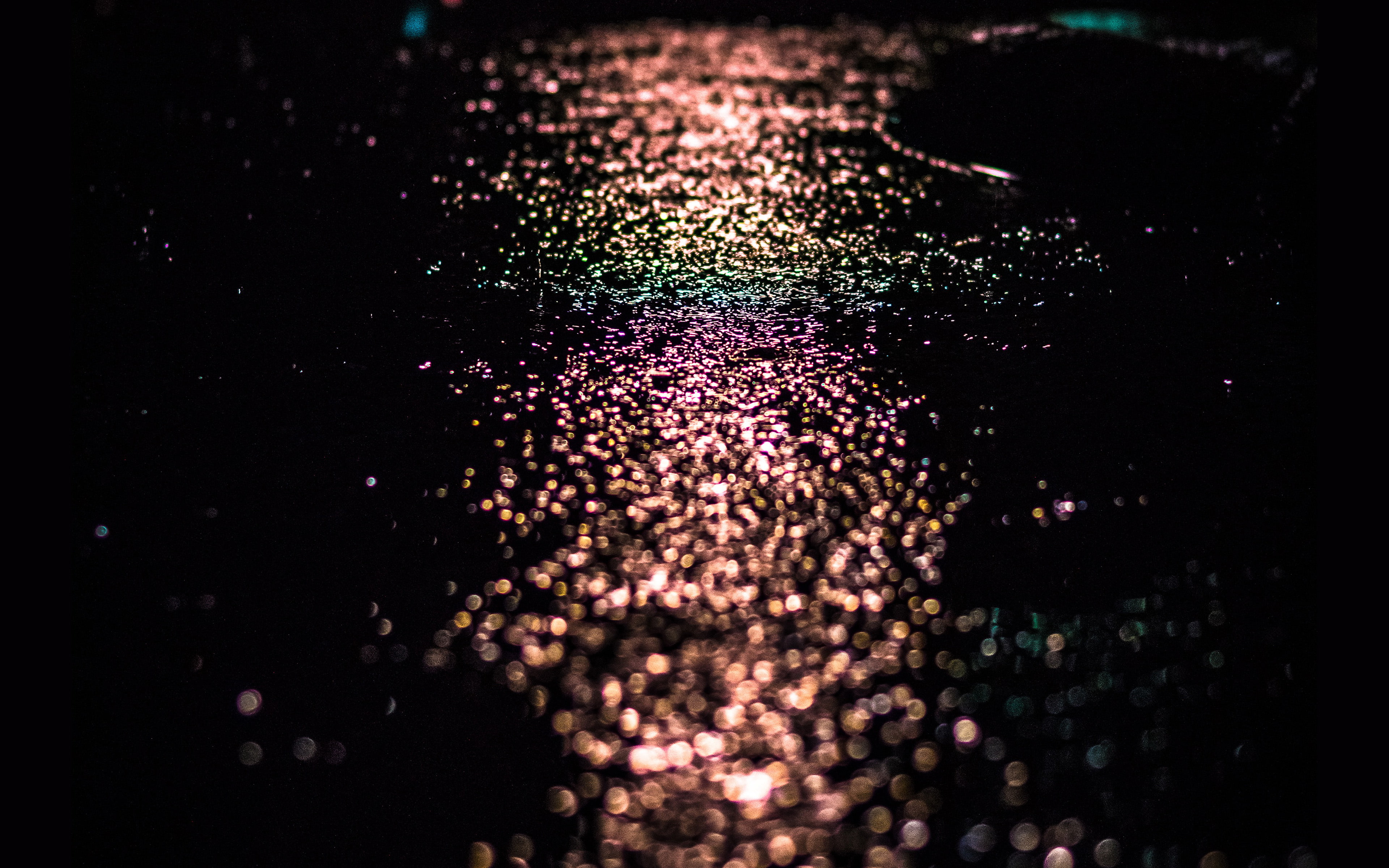 dark, street, bokeh, 4K, after, night, drop, rain, HD Wallpaper