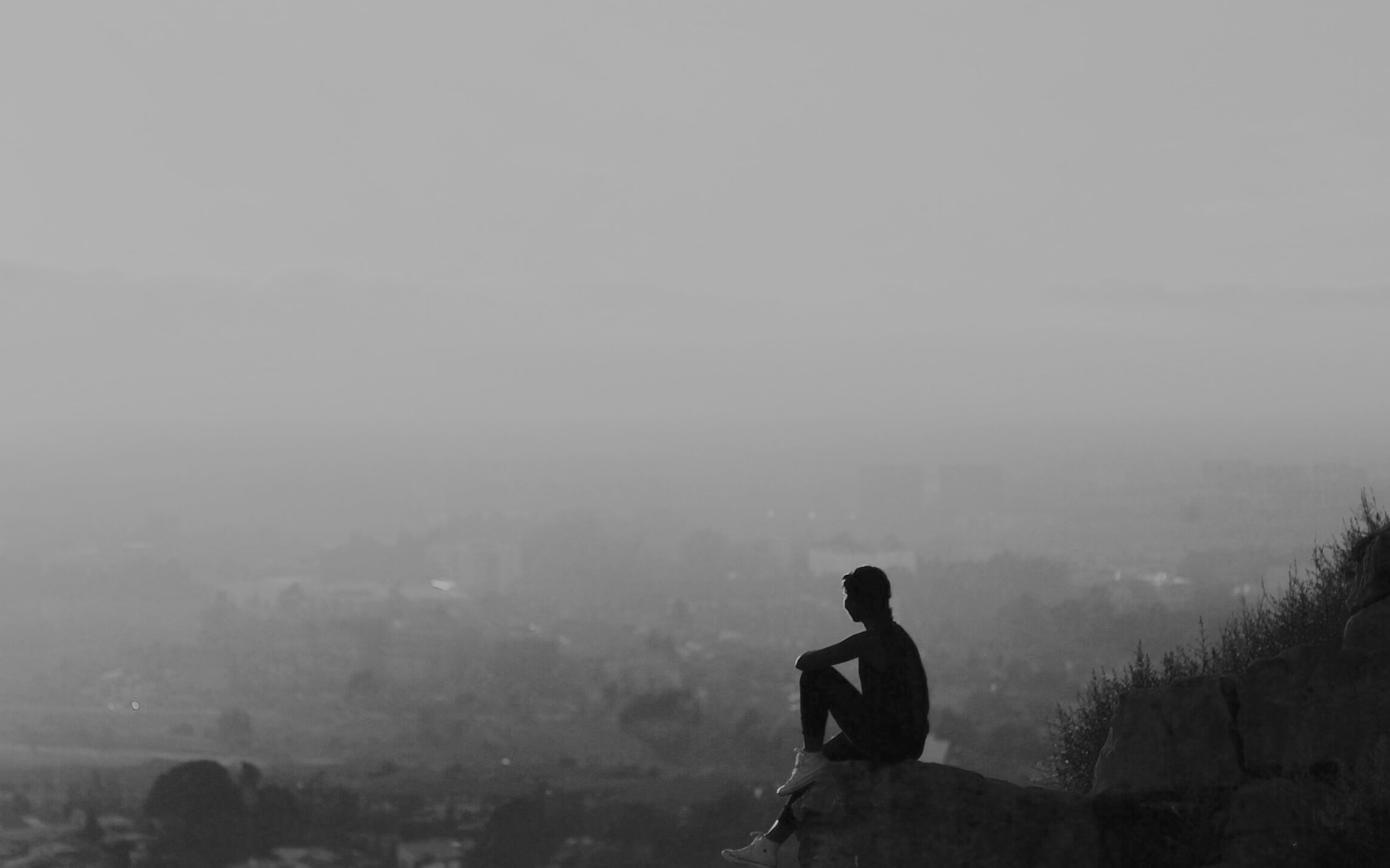 tranquil scene, sky, day, real people, 4K, men, plant, alone, morning, outdoors, nature, copy space, fog, rear view, beauty in nature, one person, environment, HD Wallpaper