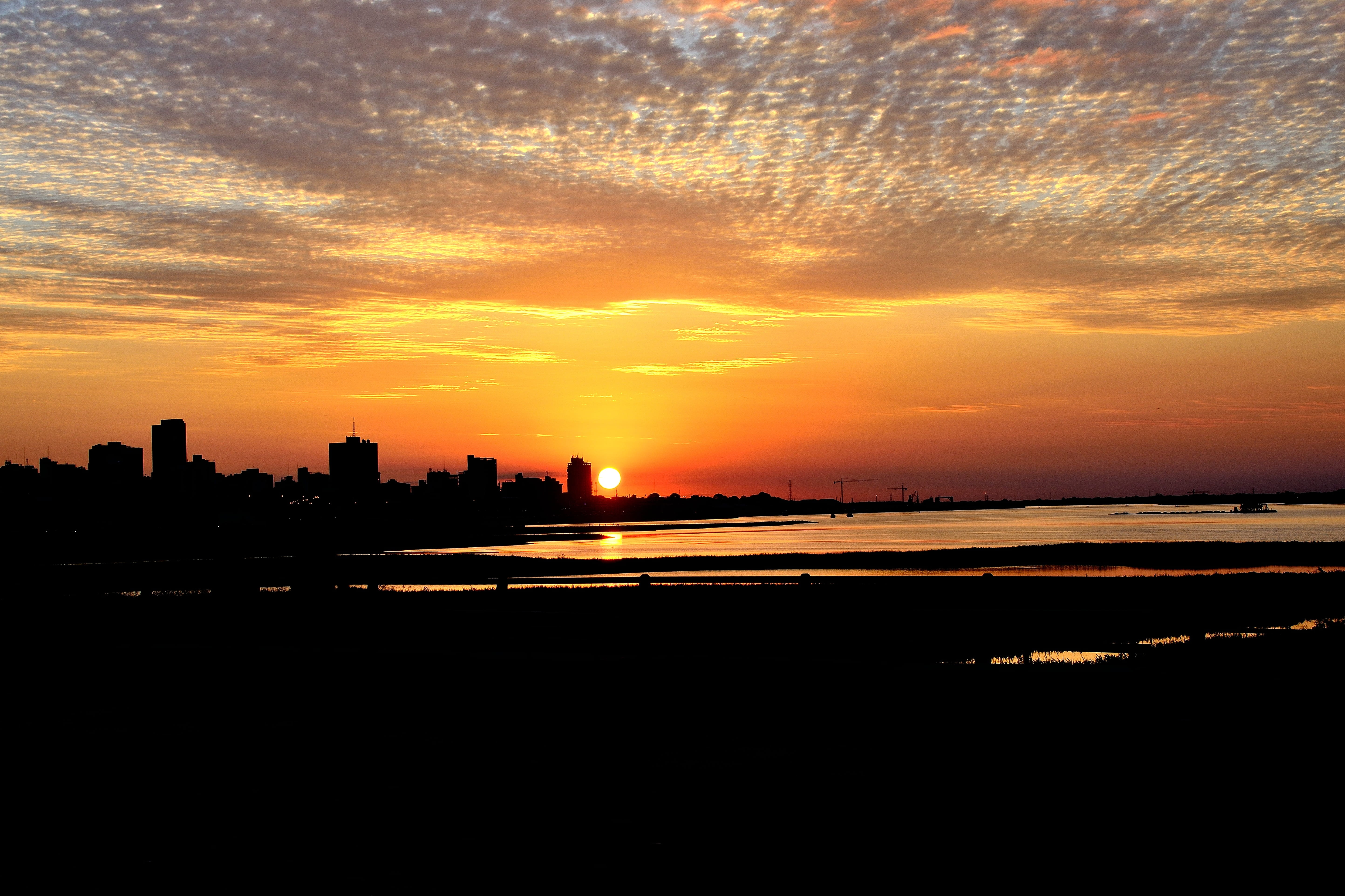 cloud - sky, 5K, costanera, sunset, city, romantic sky, office building exterior, riverside, beauty in nature, architecture, no people, orange color, scenery, HD Wallpaper