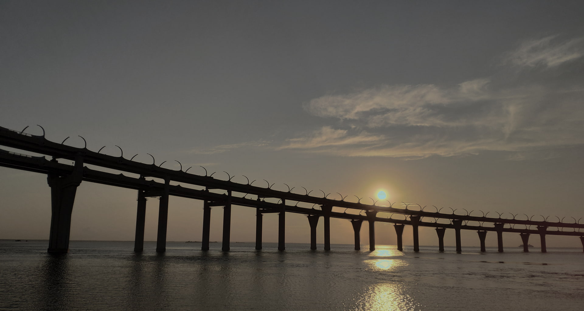 cloud - sky, architecture, nature, sea, sky, transportation, no people, sun, silhouette, scenics - nature, tranquil scene, built structure, bridge, bridge - man made structure, HD Wallpaper