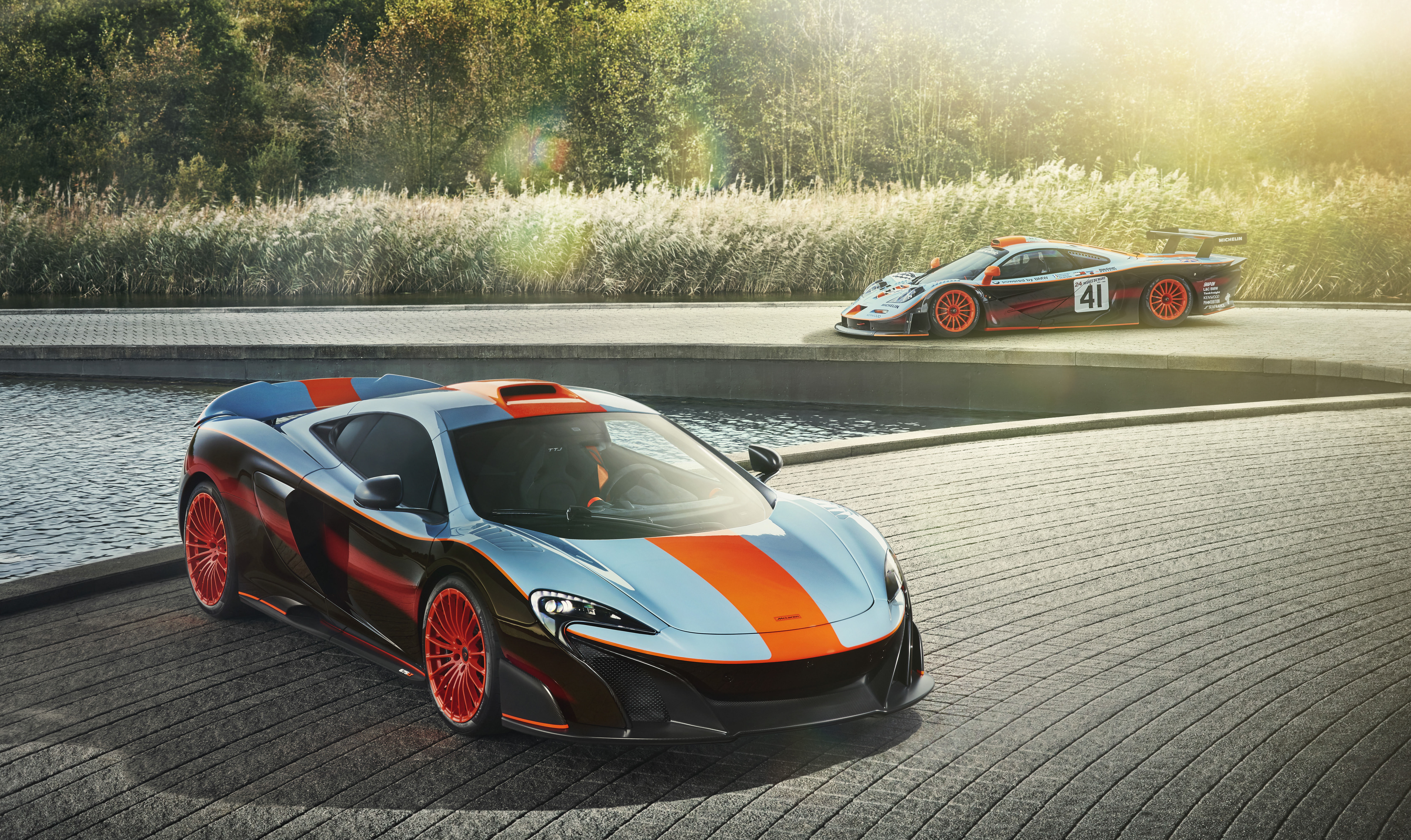 4K, 8K, 2018, Gulf Racing Theme, McLaren MSO 675LT, 8K, HD Wallpaper