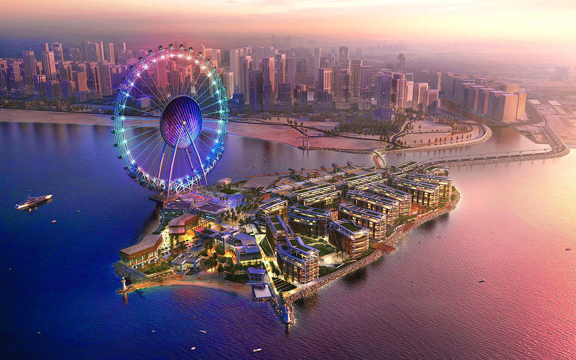 ferris, exotic, view, wheel, united, hd, arab, dubai, desktop, emirates, 1080P, coast, HD Wallpaper