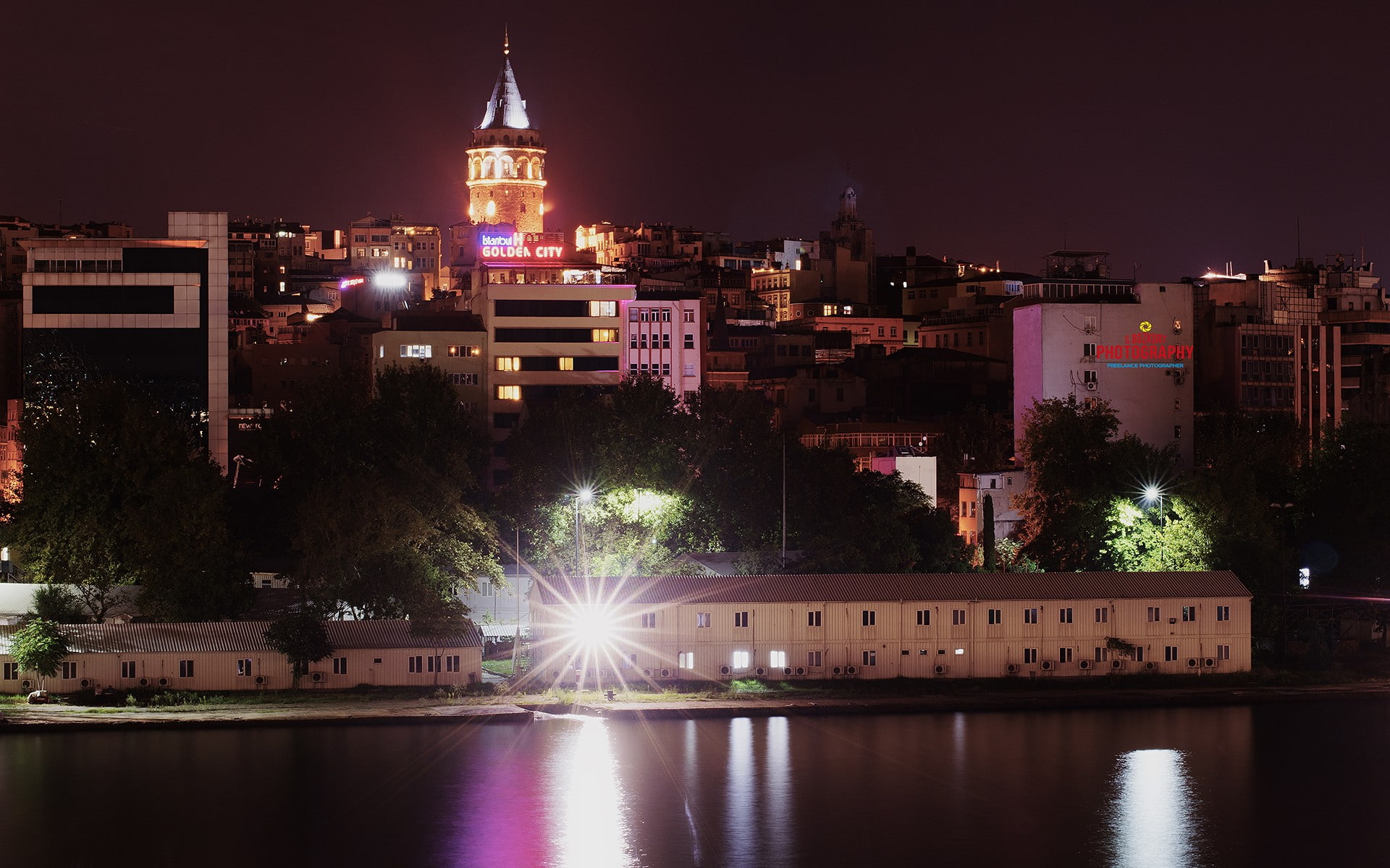 night, 1080P, Galata Kulesi, turkey, Istanbul, digital art, HD Wallpaper