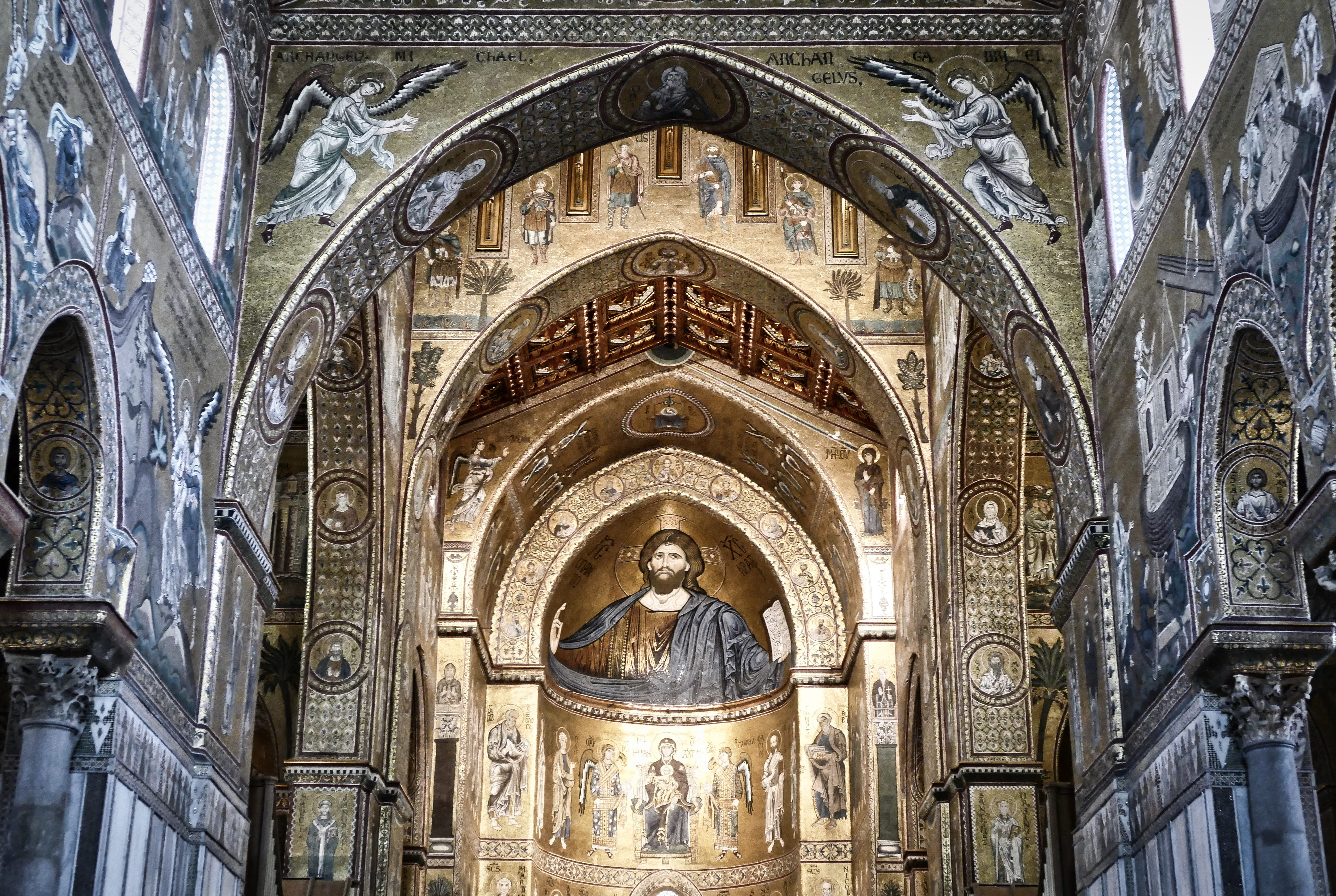 palermo, ceiling, gold, norman, belief, historically, history, cultural heritage, cathedral, tourism, ornate, church, creativity, duomo di monreale, the past, HD Wallpaper