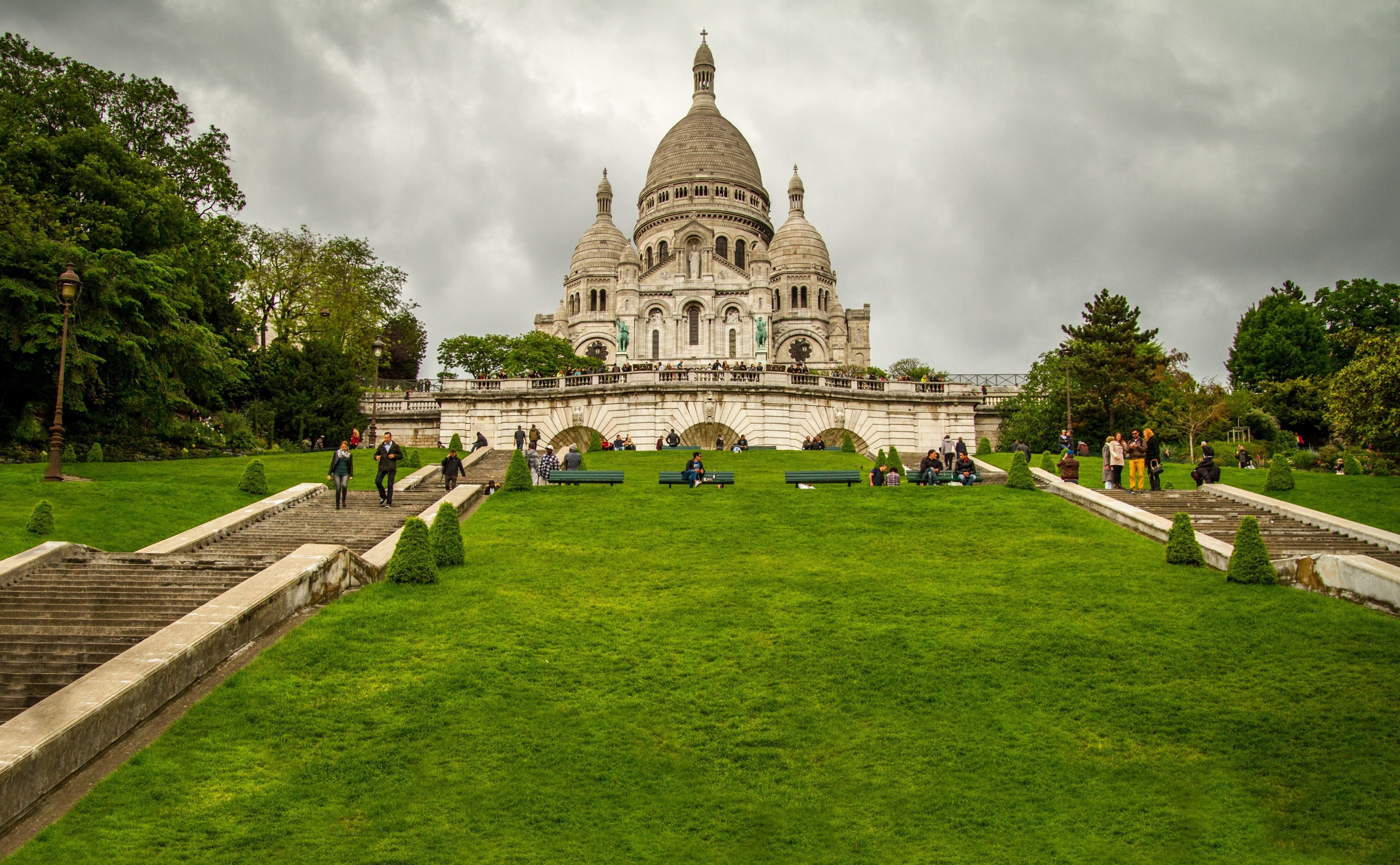 nature, sightseeing, religion, coeur, Hill, building, Europe, Paris, Stairs, cultural, building exterior, tourism, popular, travel destinations, sky, sacre, HD Wallpaper