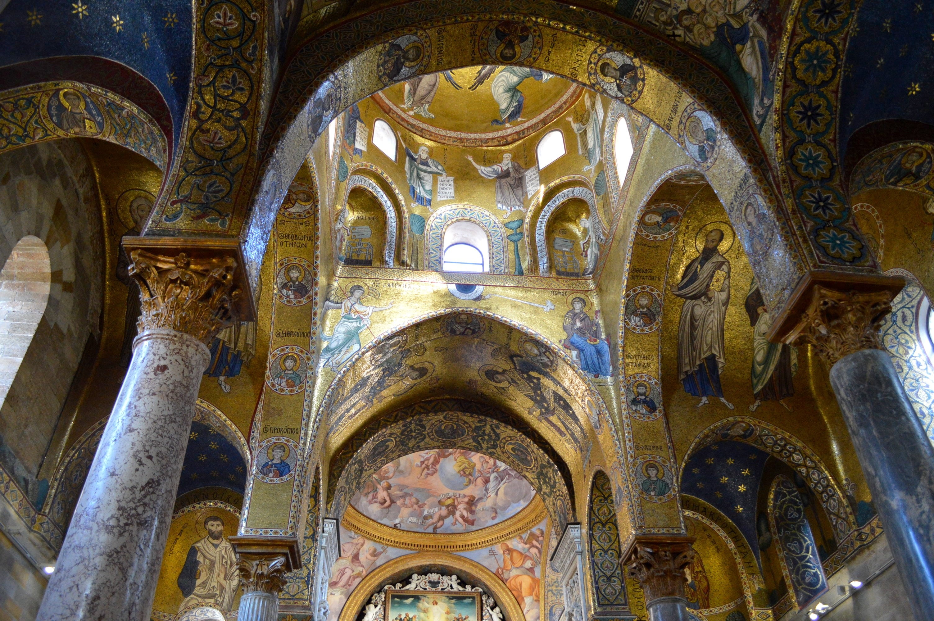 place of worship, cupola, built structure, human representation, indoors, travel destinations, religion, palermo, architecture, representation, history, HD Wallpaper