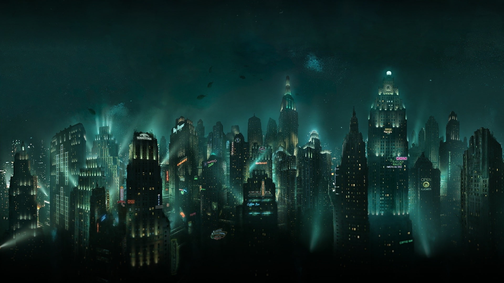 video, hd, art, bioshock, games, night, rapture, game, 1080P, cities, HD Wallpaper