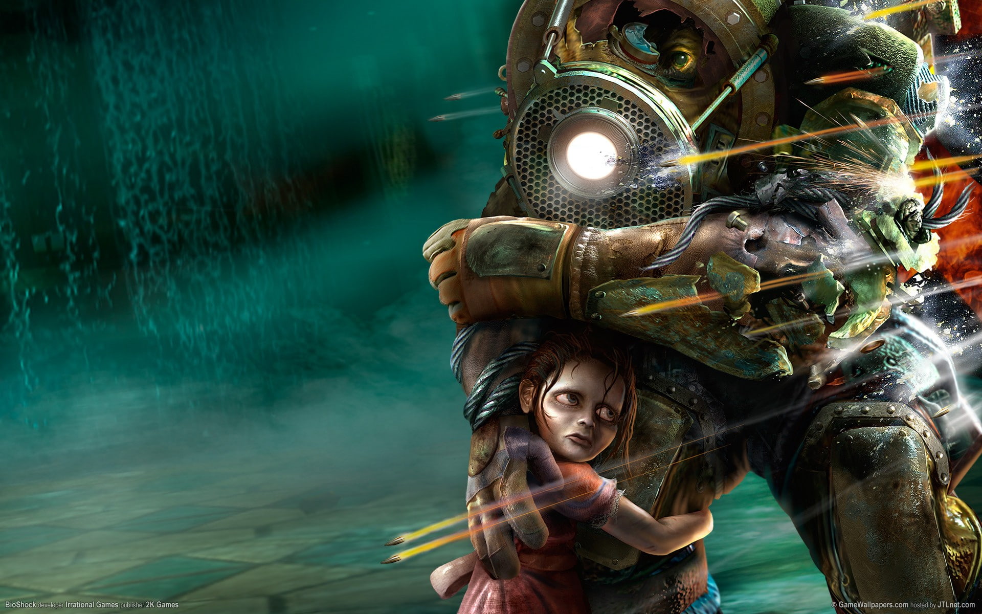 little sister, games, big daddy, video games, daddy, video, sister, 1920x1200, little, 1080P, big, bioshock, HD Wallpaper
