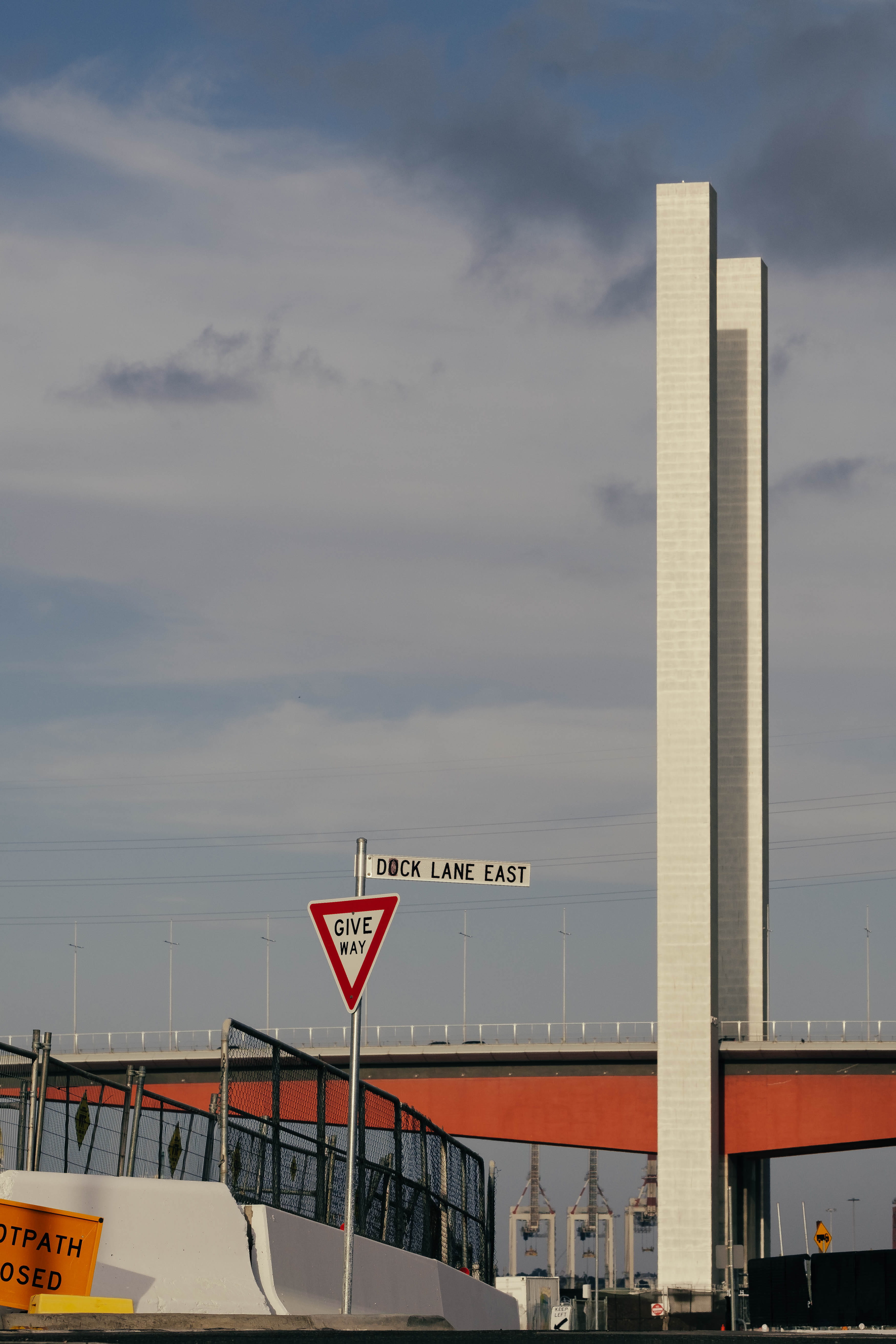 control tower, red, bridge, docklands, no people, white, aussie, steeple, mode of transportation, nature, melbourne, built structure, tower, city, shadow, Phone HD Wallpaper