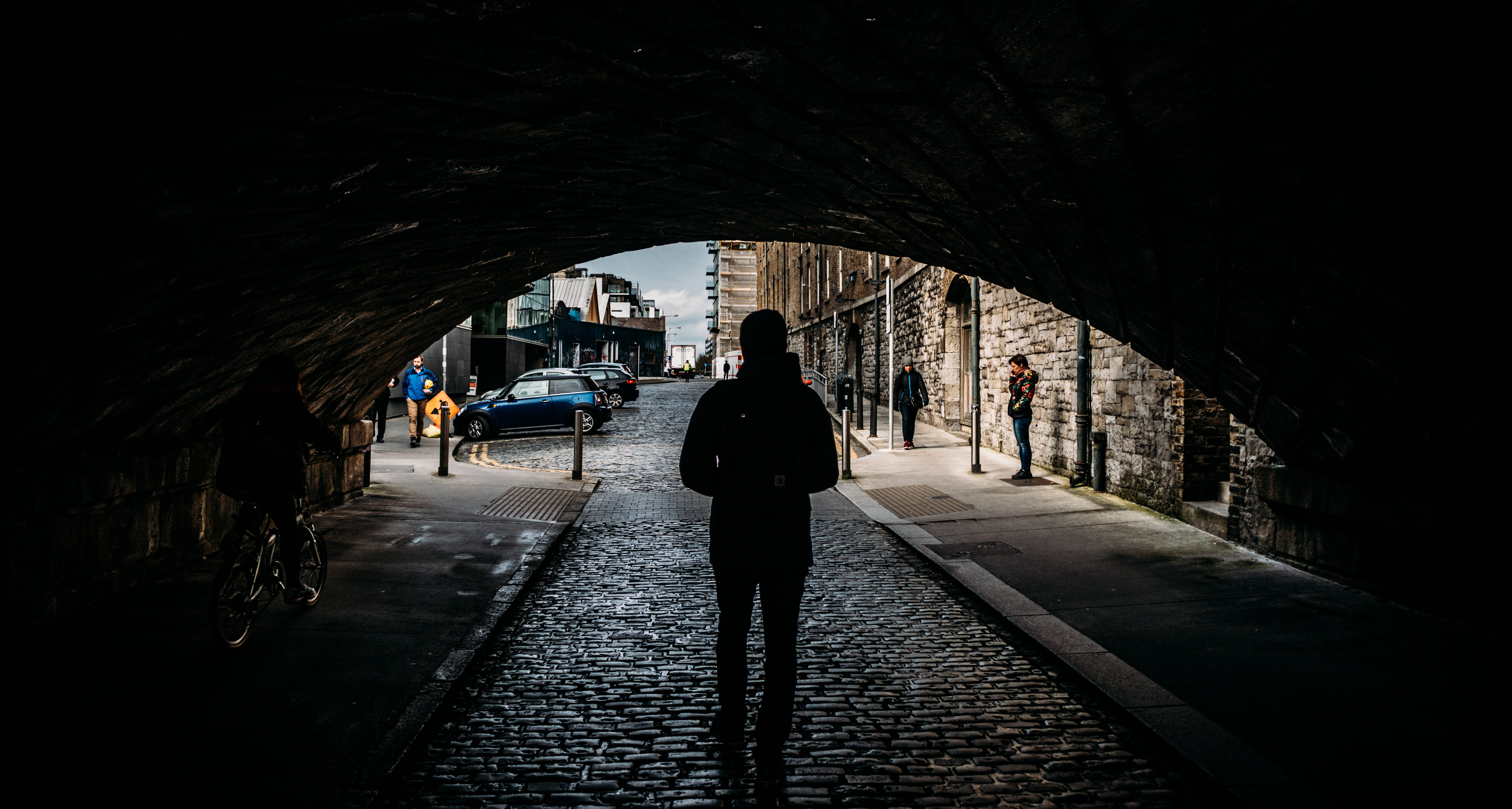 lifestyles, footpath, tunnel, city, light at the end of the tunnel, 5K, direction, dark, rear view, dublin, light, nature, jefflssantos, arch, day, cave, HD Wallpaper