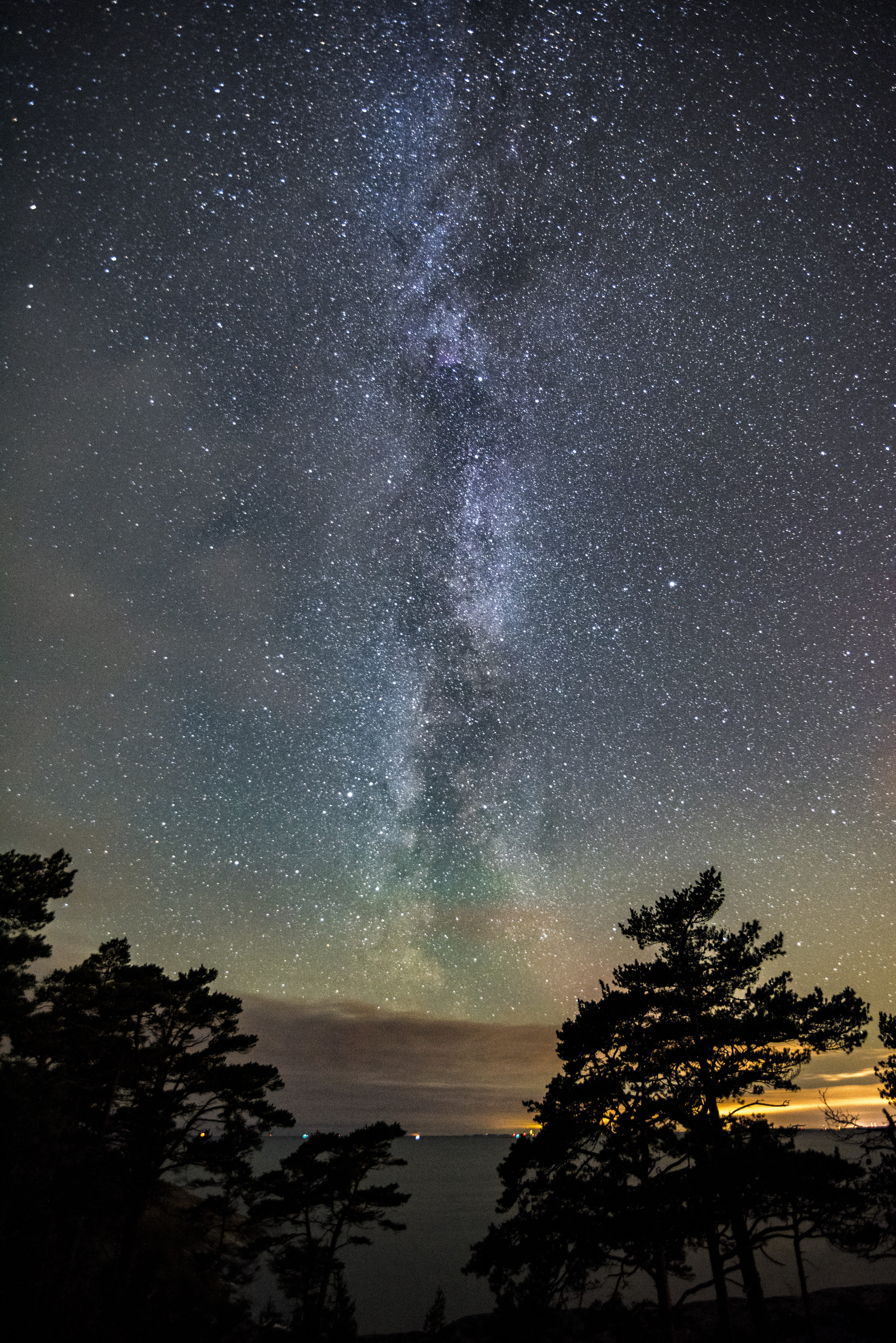 outer space, sun, tranquil scene, water, nature, beauty in nature, star - space, tree, astronomy, lockscreen, idyllic, night, milky way, star, Phone HD Wallpaper