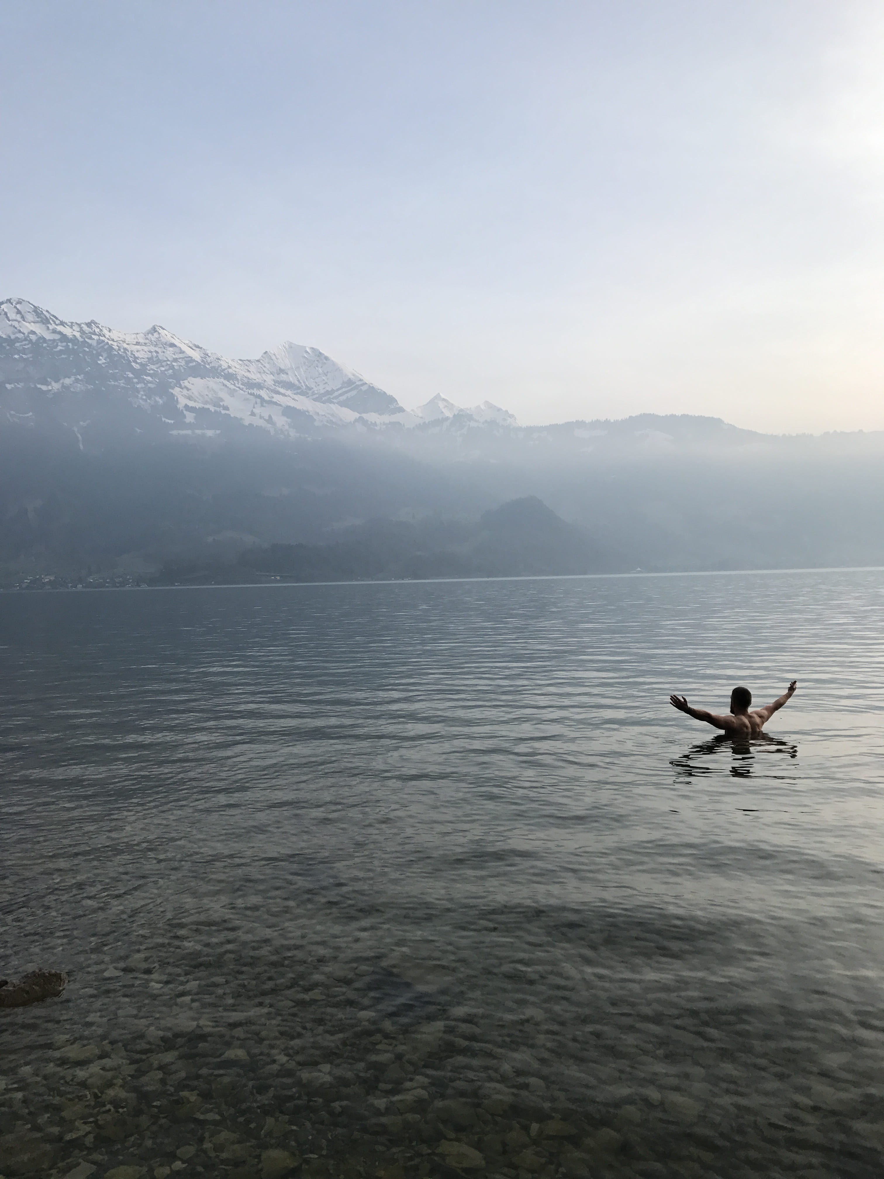 beauty in nature, achievement, landscape, leisure activity, victory, idyllic, sky, scenics - nature, success, swim, tranquility, switzerland, real people, Phone HD Wallpaper