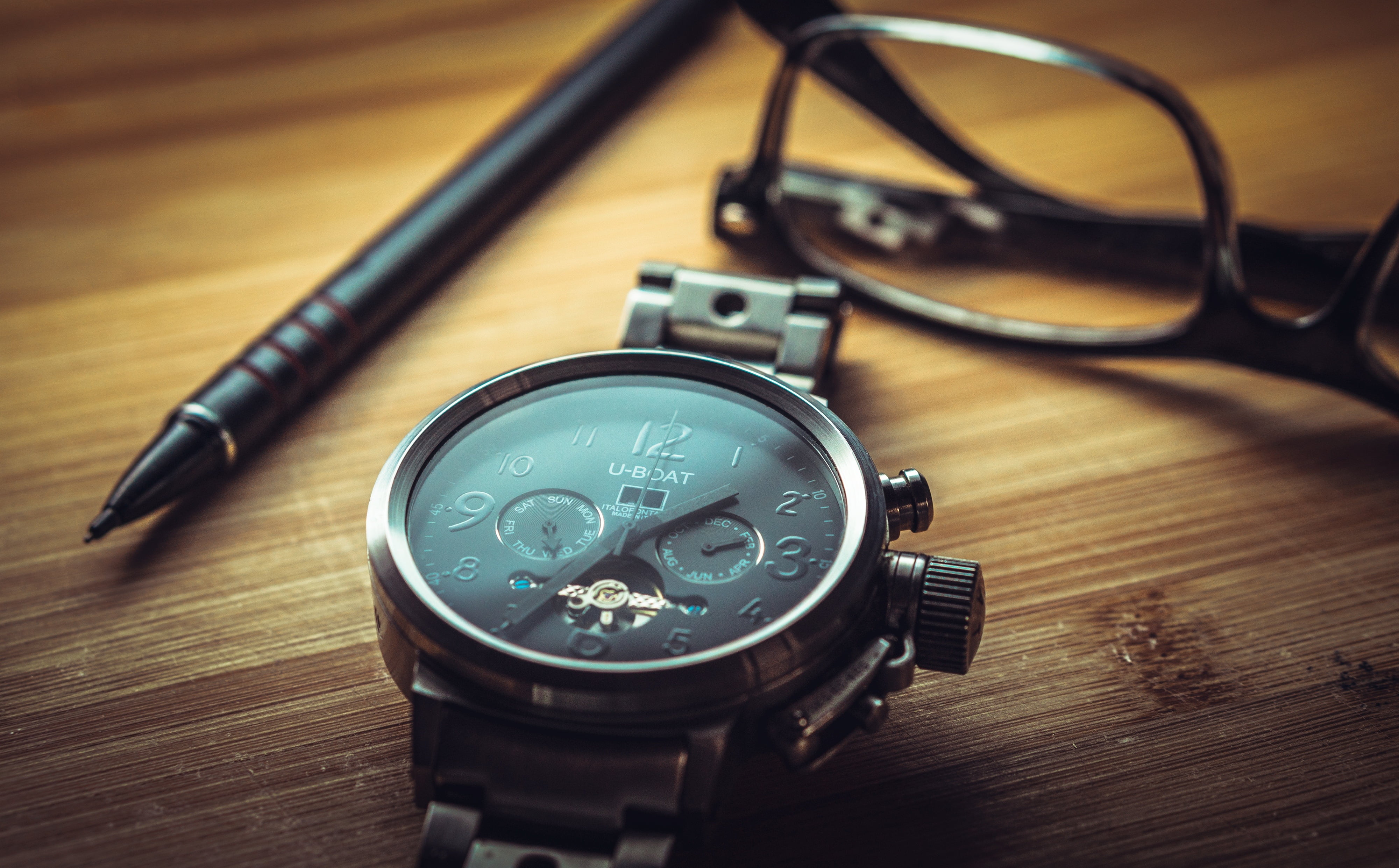 black, u-boat, luxury, wristwatch, speed, watches, round, single Object, technology, personal accessory, instrument of Measurement, still life, close-up, HD Wallpaper