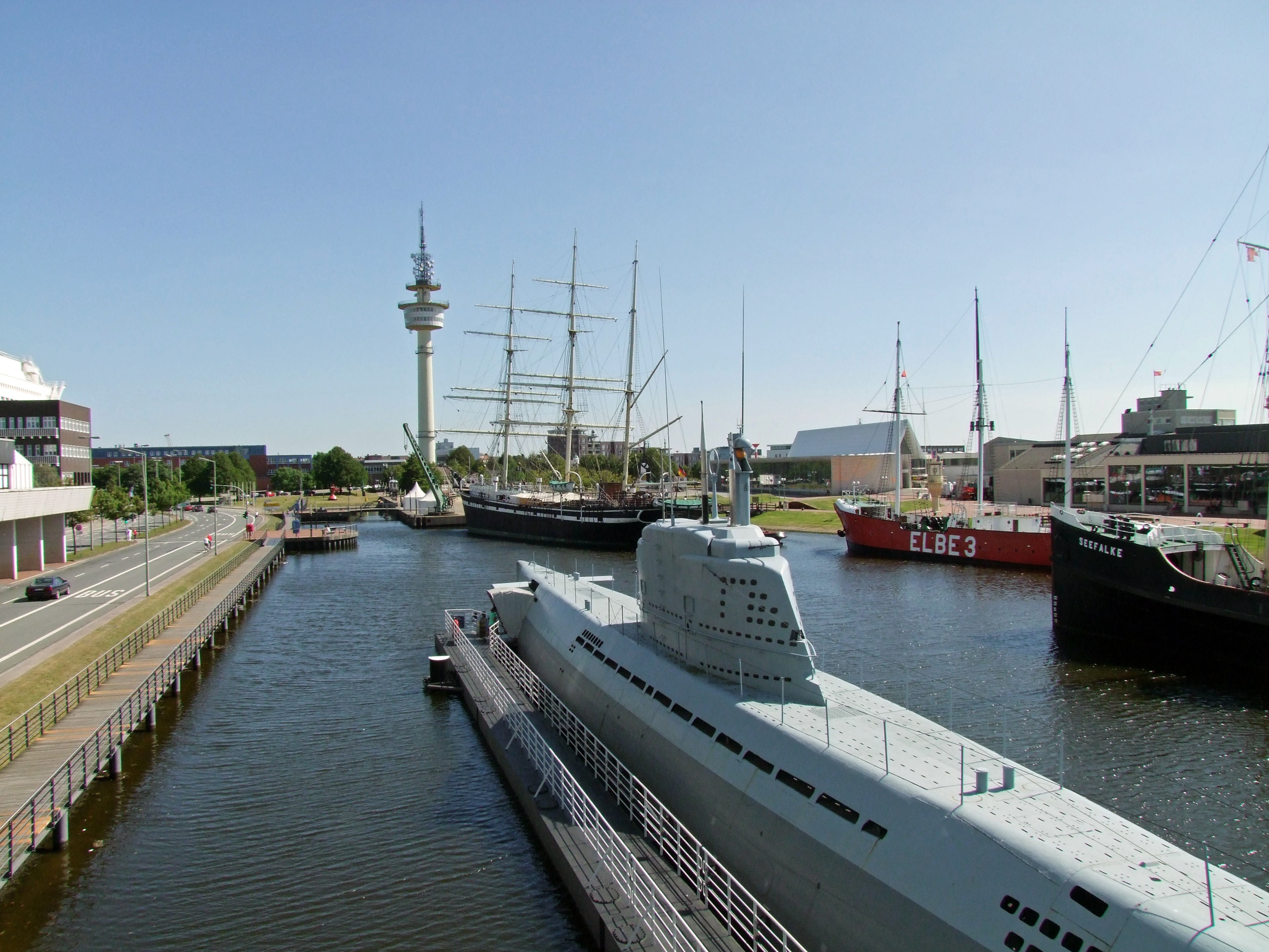 nature, ship, water, 4K, built structure, bremerhaven, moored, day, clear sky, marina, travel, pier, building exterior, no people, nautical vessel, transportation, HD Wallpaper