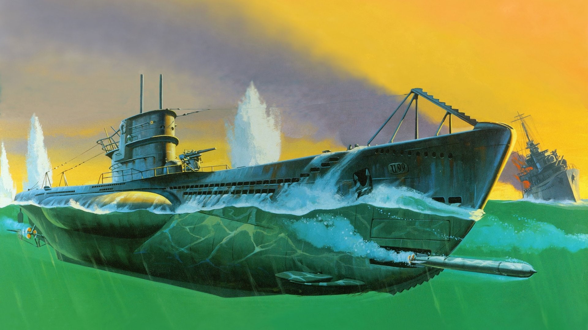 1080P, Submarine, German submarine U-99, Warships, HD Wallpaper