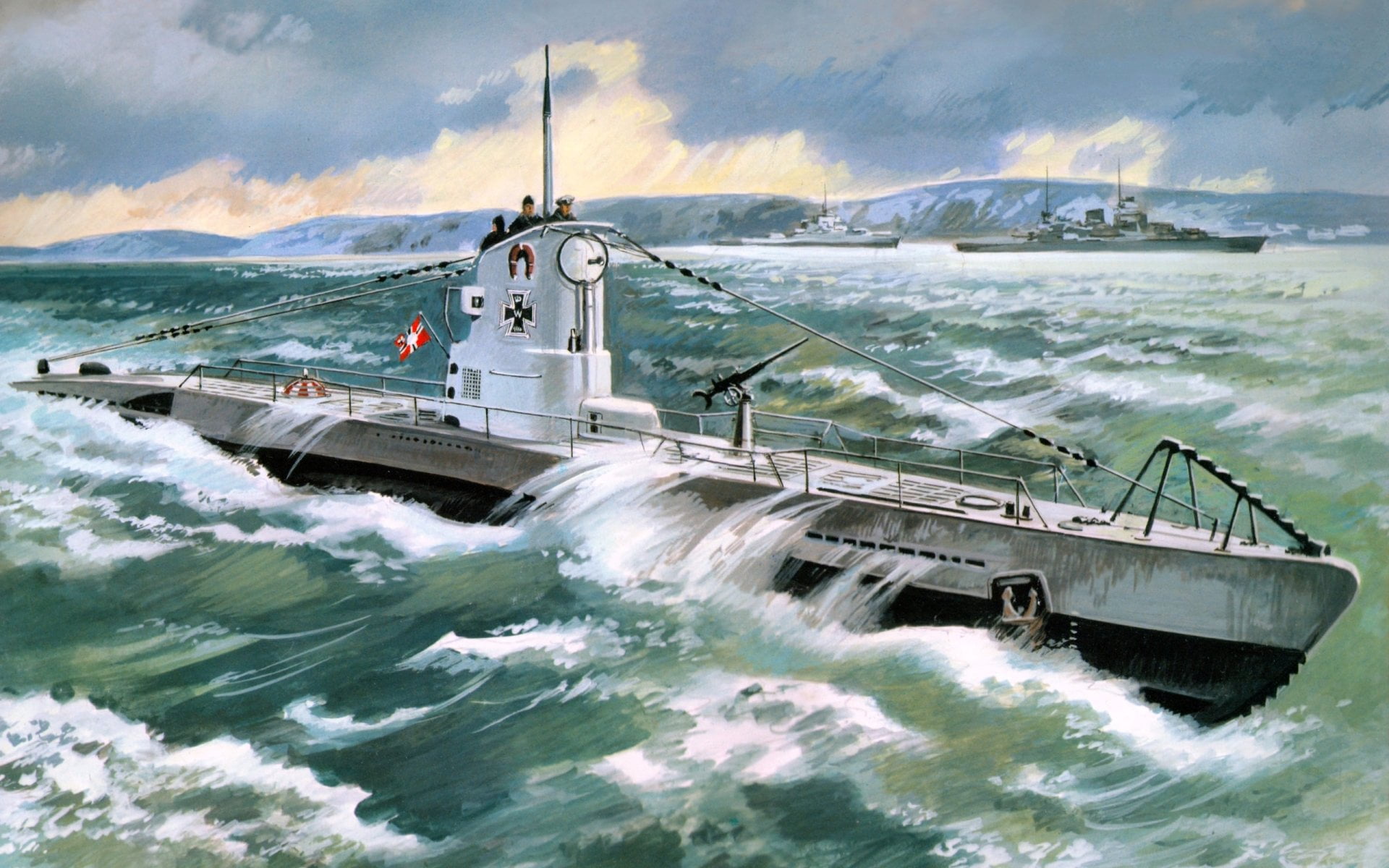 German Type IIB submarine, nautical vessel, day, water, sea, no people, navy, 1080P, speed, shipping, military, mode of transportation, Warships, ship, HD Wallpaper