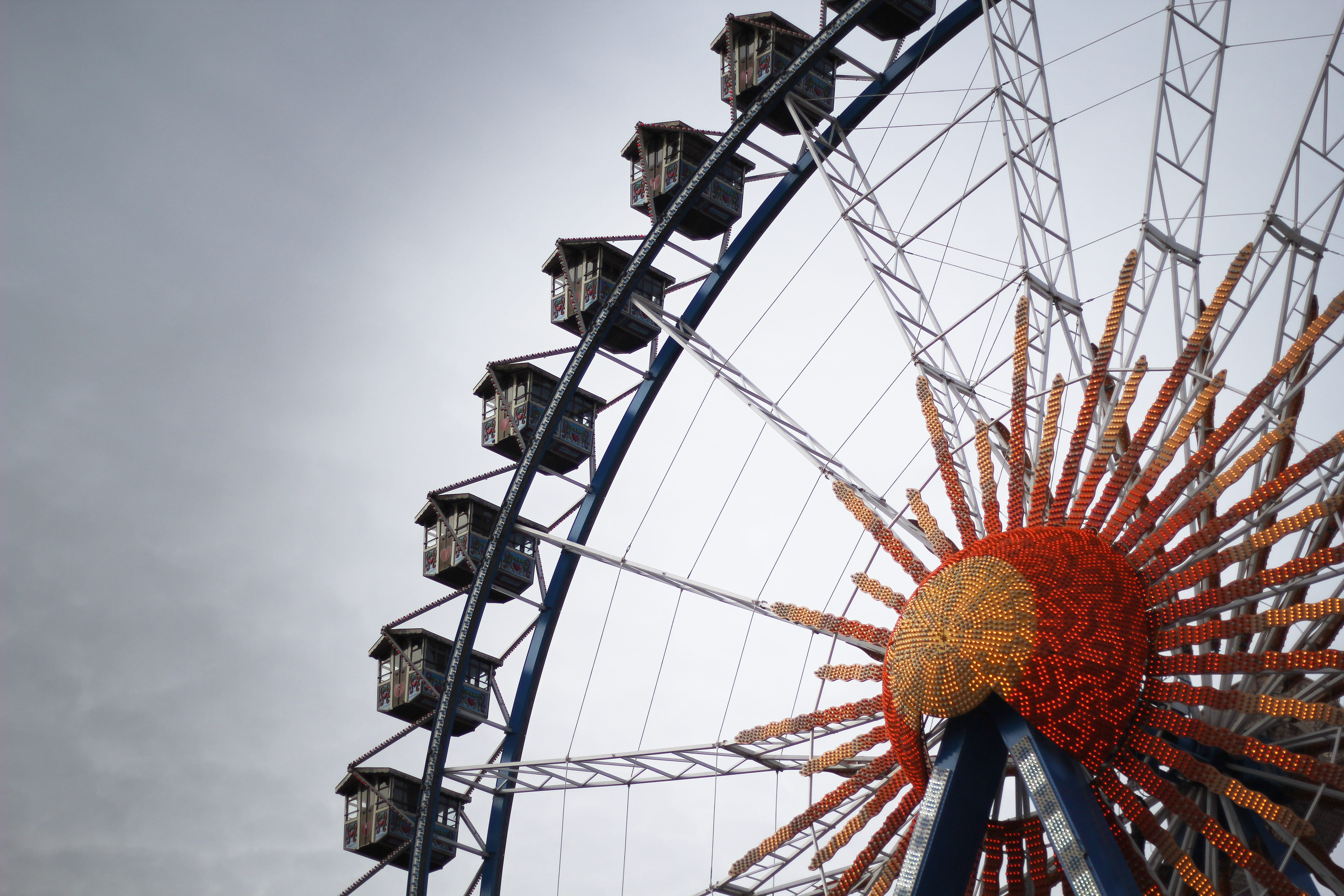 wheel, big wheel, festival, metal, leisure activity, market, nature, arts culture and entertainment, enjoyment, 5K, architecture, day, german, amusement park, HD Wallpaper
