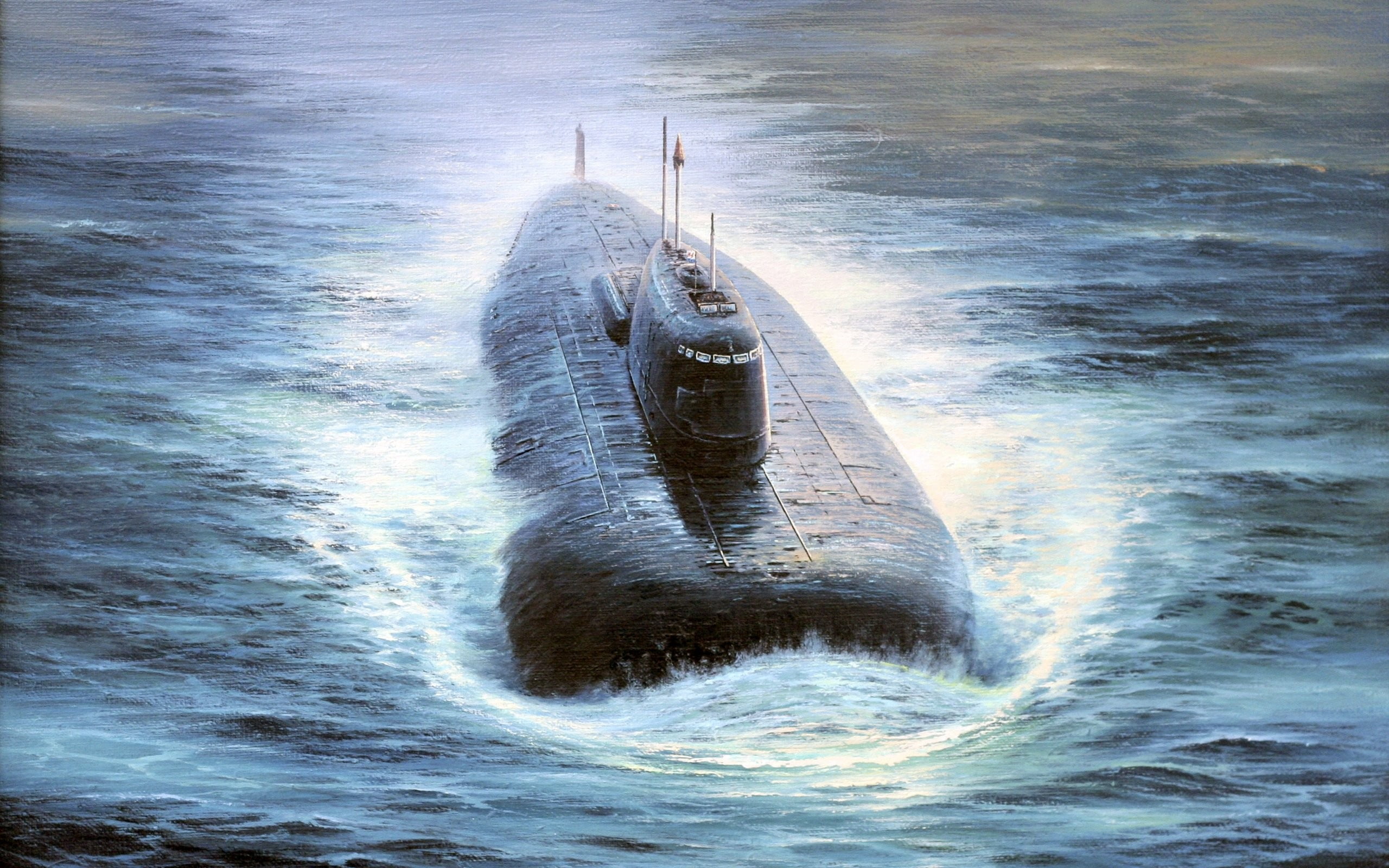 2K, Kursk, sea, aquatic mammal, outdoors, no people, aggression, beauty in nature, military, nature, submarine, wolf, water, painting, black, mammal, animals in the wild, HD Wallpaper
