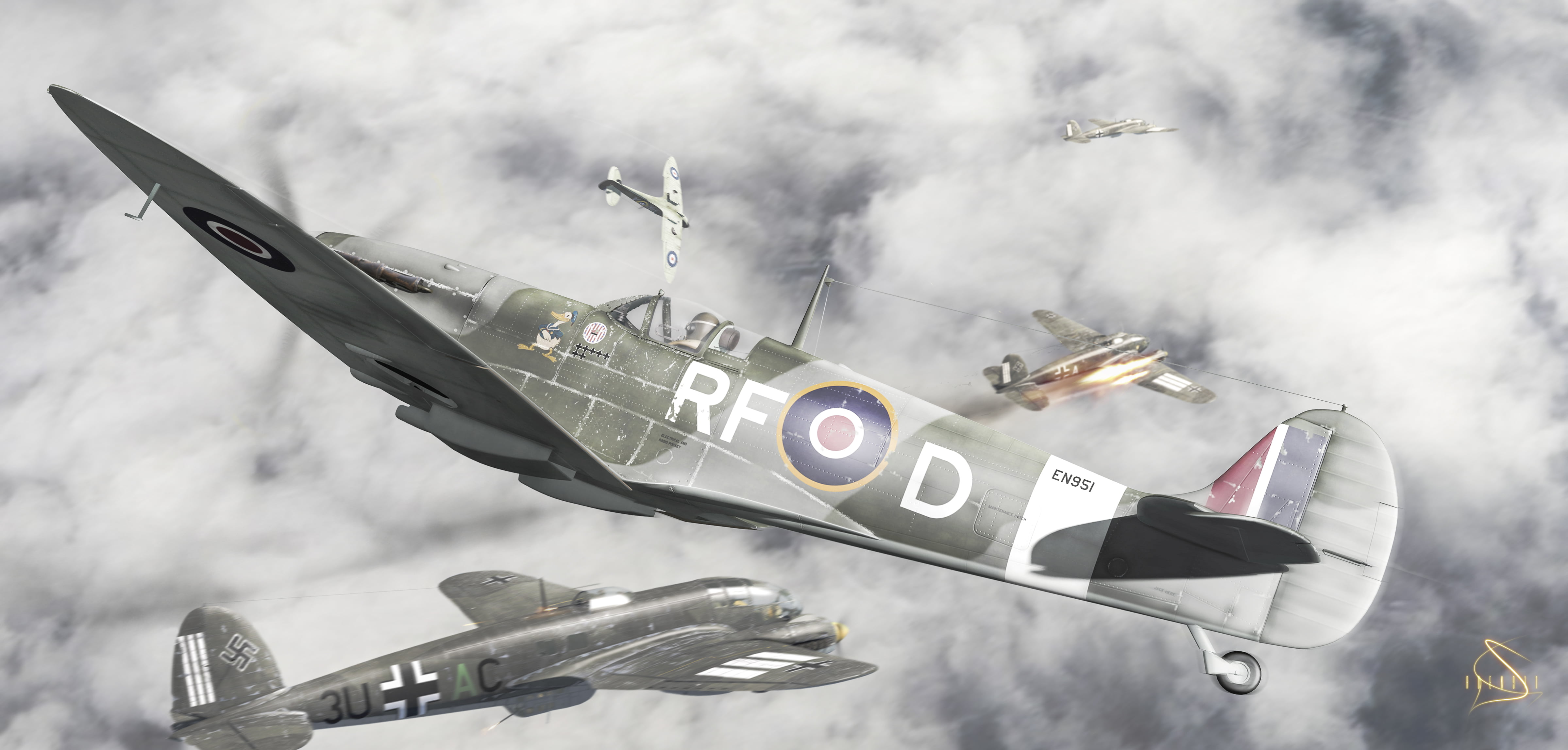 plane, aerospace industry, sky, on the move, art, nature, planes, dogfight, flying, The second world war, day, military, gray, mode of transportation, application, HD Wallpaper