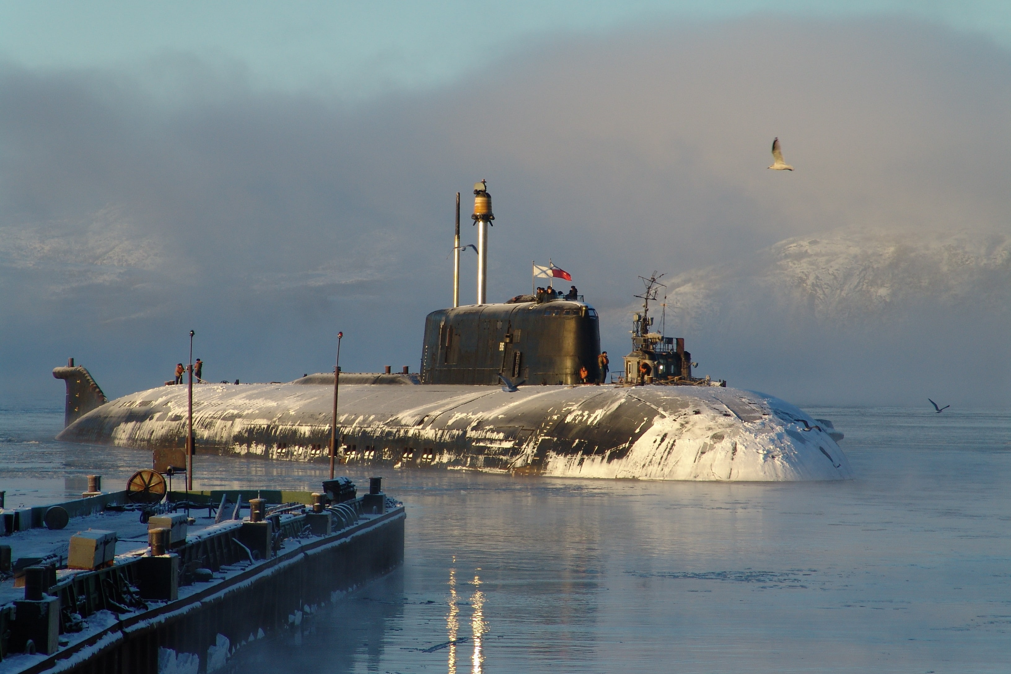 flag, submarine, vehicle, 2K, military, ice, HD Wallpaper