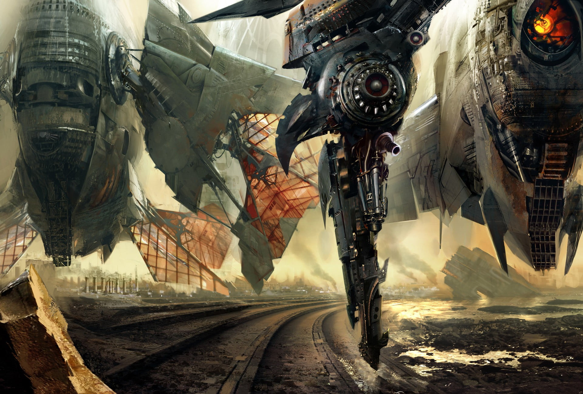 transportation, science fiction, fantasy art, sky, illustration, travel, land vehicle, vehicle interior, 1080P, rail, outdoors, futuristic, mode of transportation, HD Wallpaper