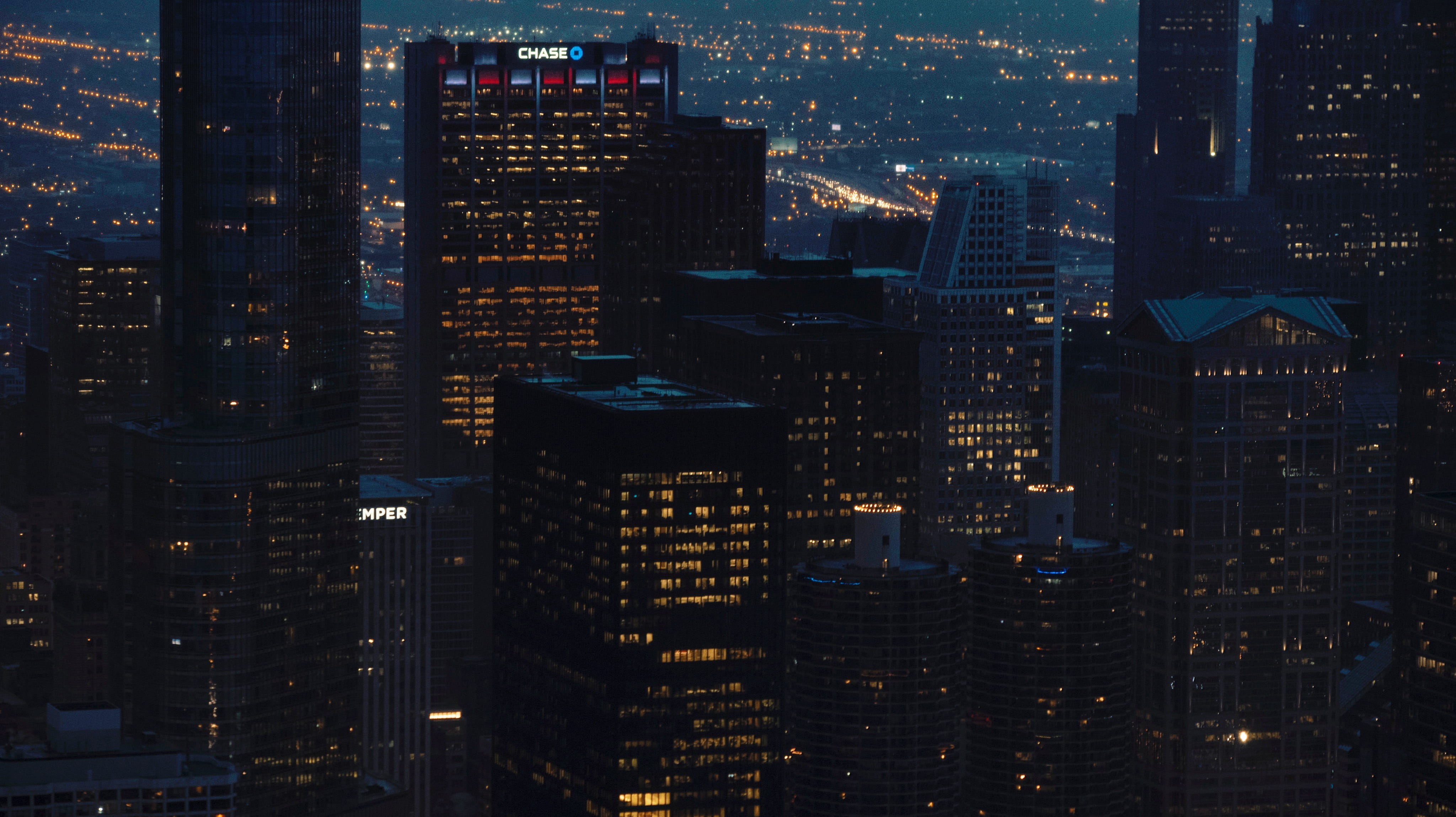4K, modern, cityscape, big city, tall - high, city life, chicago, architecture, settlement, tower, night, building exterior, no people, illuminated, office building exterior, HD Wallpaper